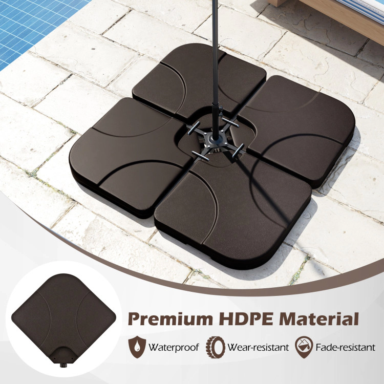Hivvago 20 Inch Patio Offset Water Filled Plate Umbrella Base Sand-Coffee