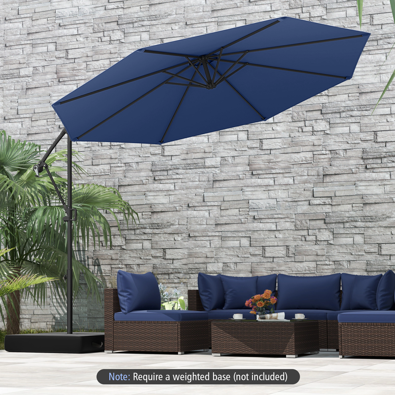 SUGIFT 10 ft Offset Hanging Umbrella with Infinite Tilt and 360 Degree Rotation