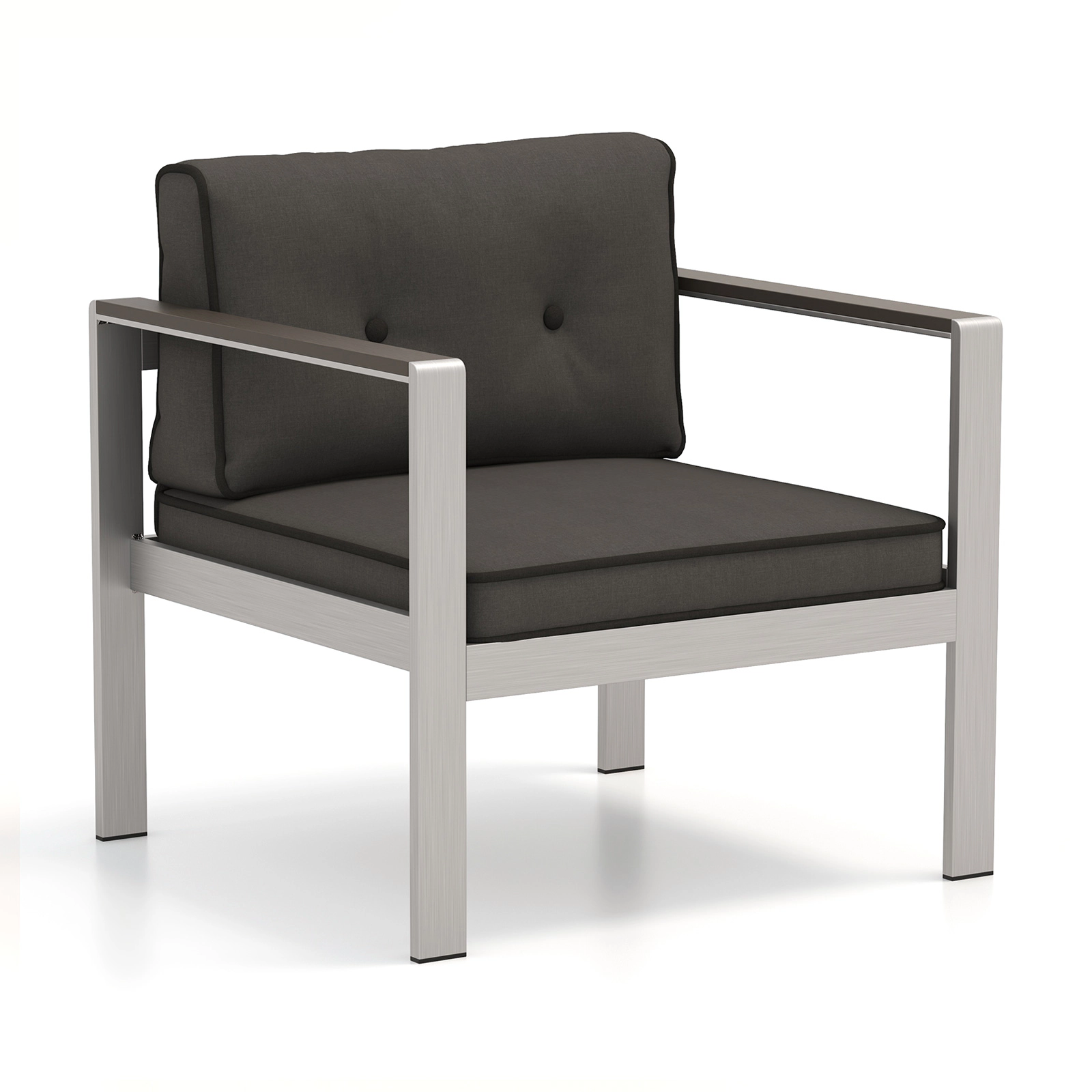 LJG Contemporary Sofa Chair with WPC Armrests and Back Cushions