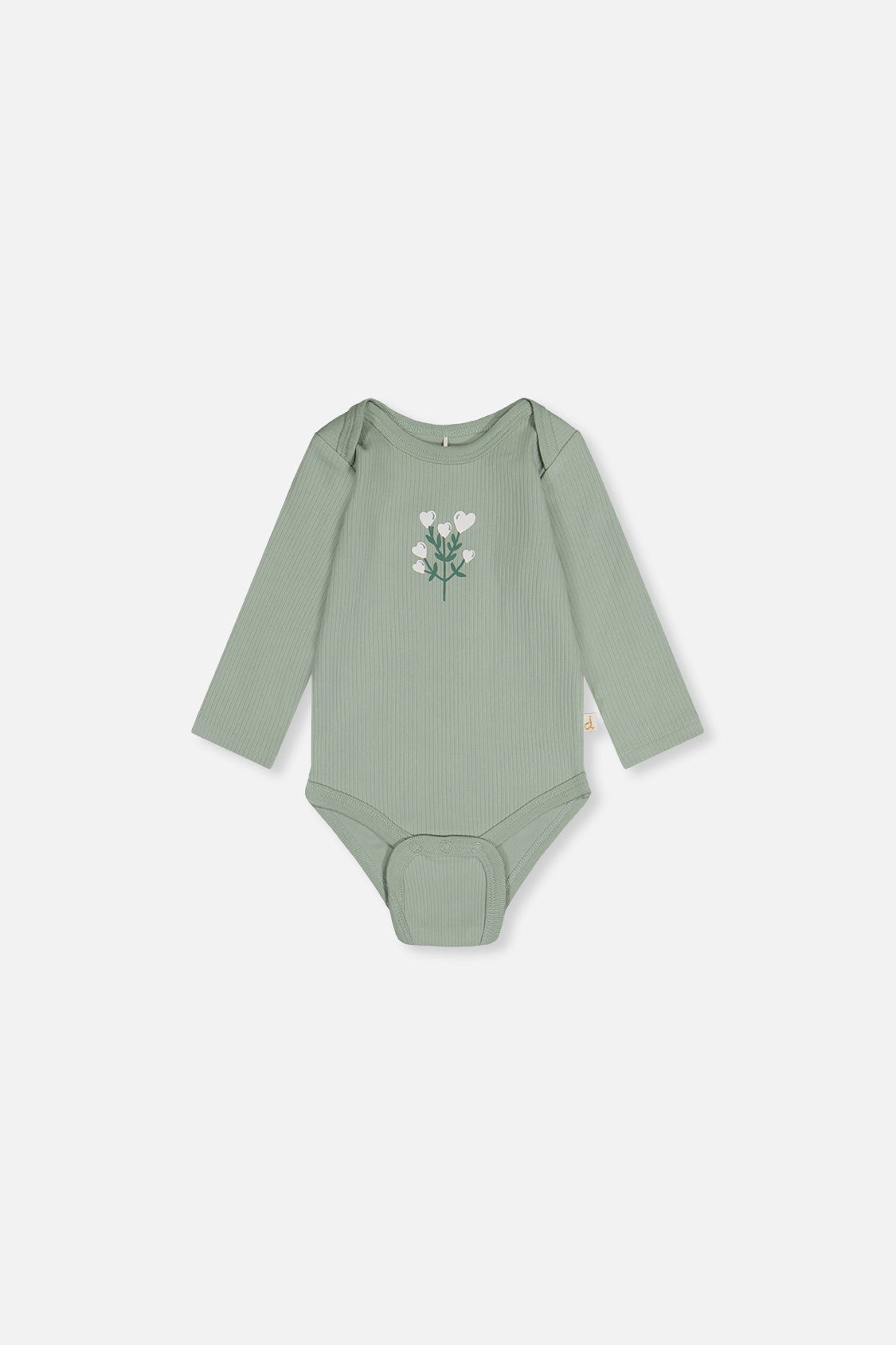 Deux par Girls Organic Cotton Long Sleeve Flower Detail Onesie
