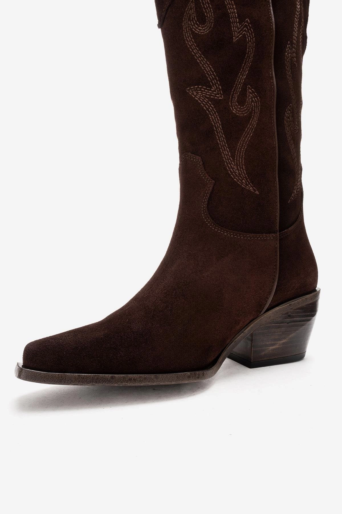 Forever & Always Womens Pietro Leather Western Knee High Boots