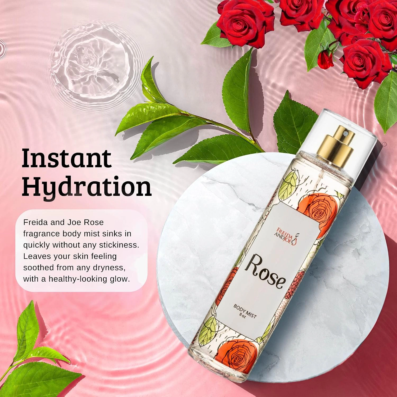 Freida and Joe Women Rose Fragrance Body Mist in 8oz Spray Bottle
