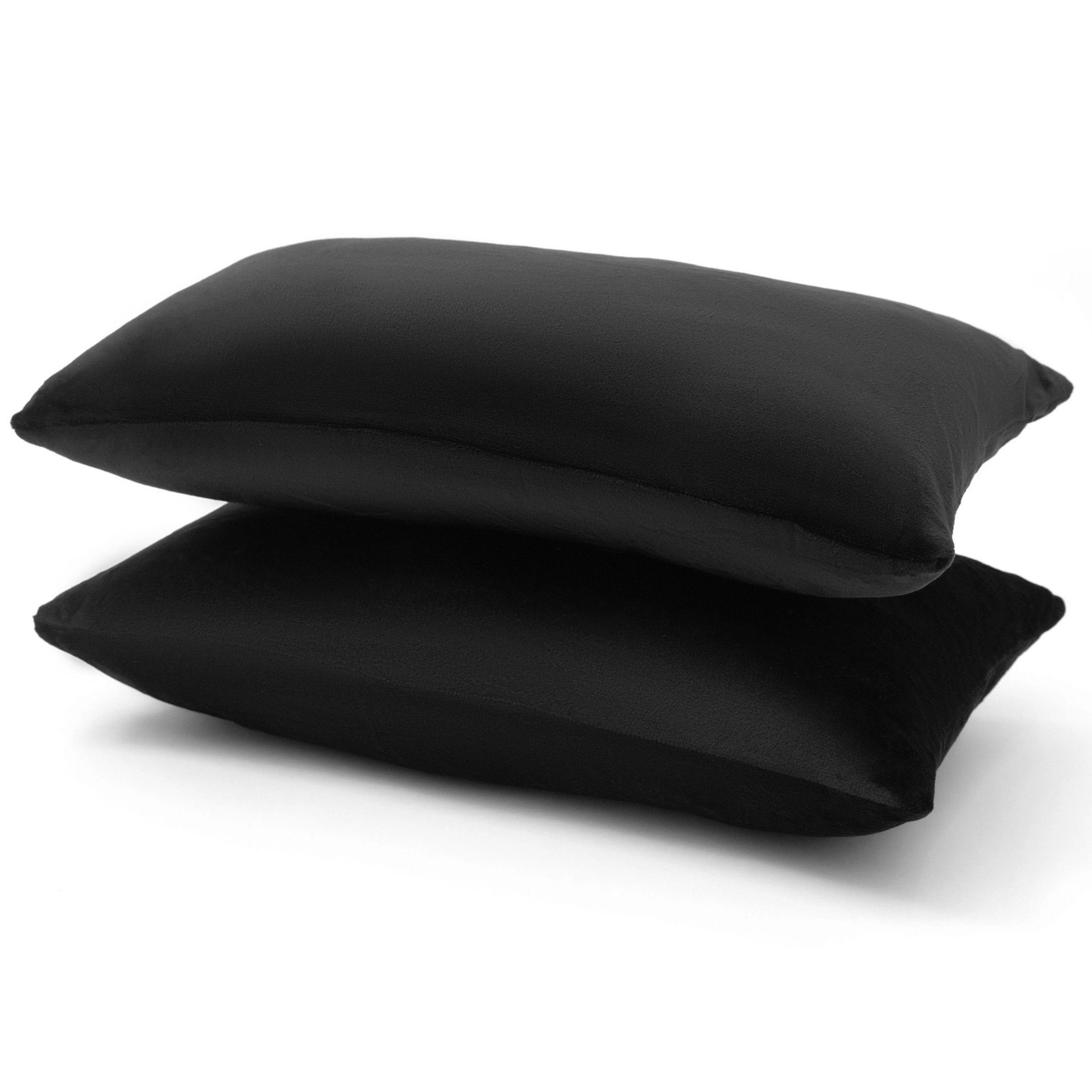 Cheer Collection Velour Throw Pillows - Set of 2 Decorative Couch Pillows, 12" x 20", Black