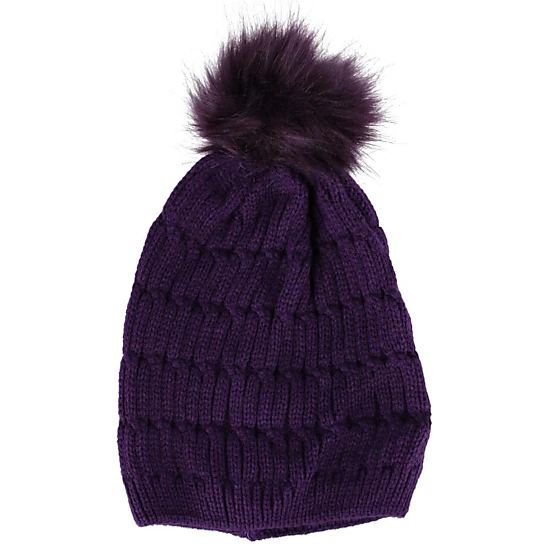 CTM Women's Knit Beanie Hat with Pom and Matching Gloves Set