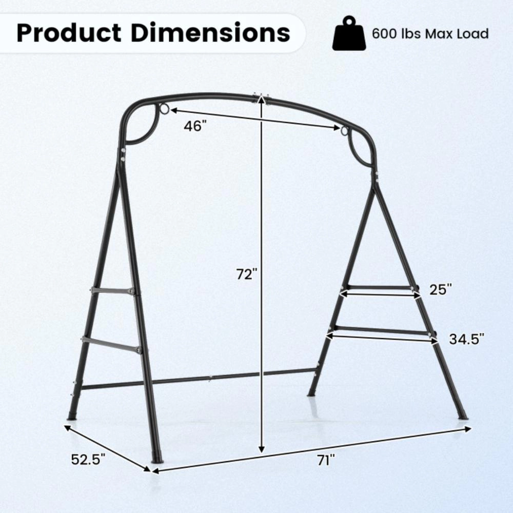 Hivvago Outdoor Metal Swing Stand With 4 Support Bars And 2 Hanging Ways-Black