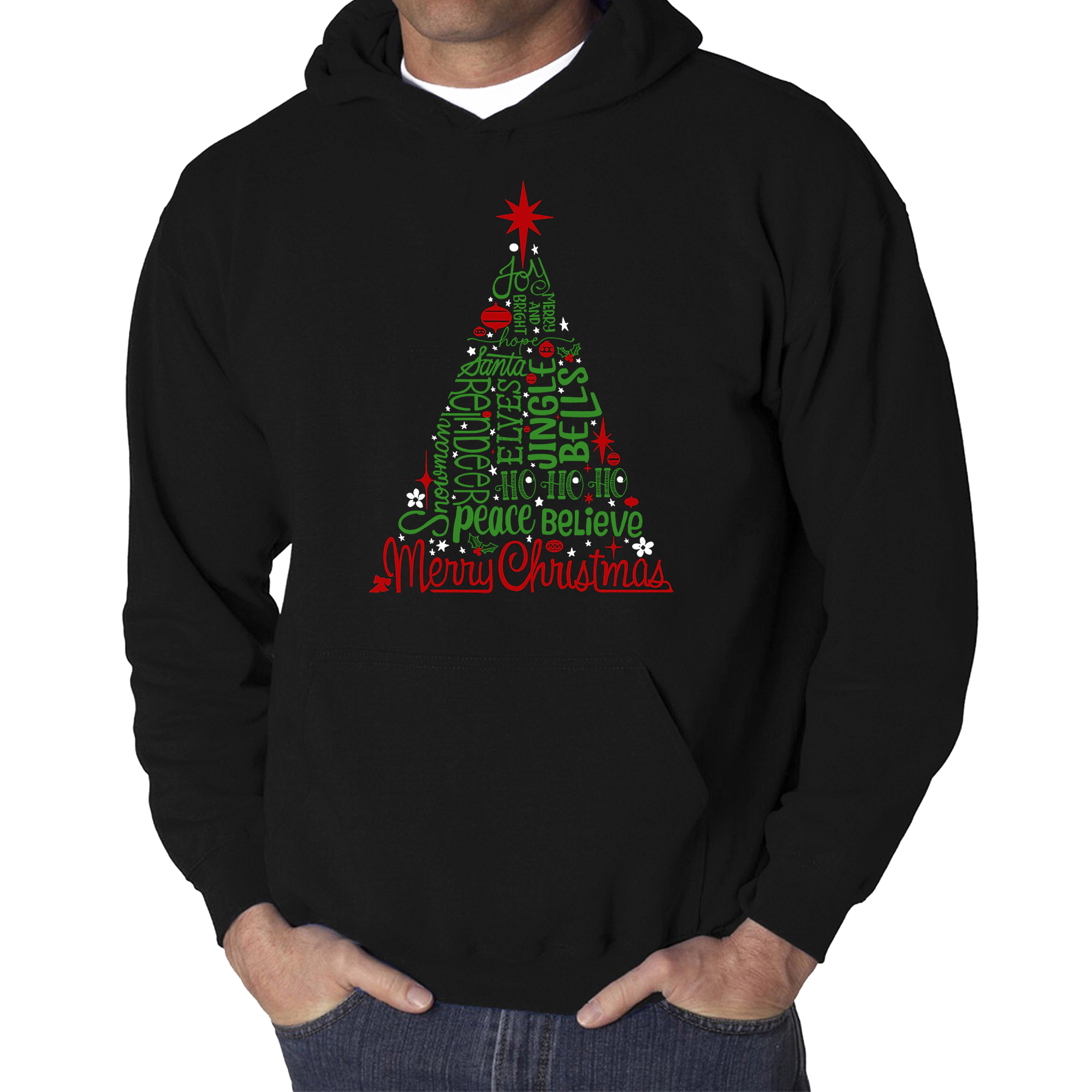 LA Pop Art Holiday Christmas Tree - Men's Word Hooded Sweatshirt
