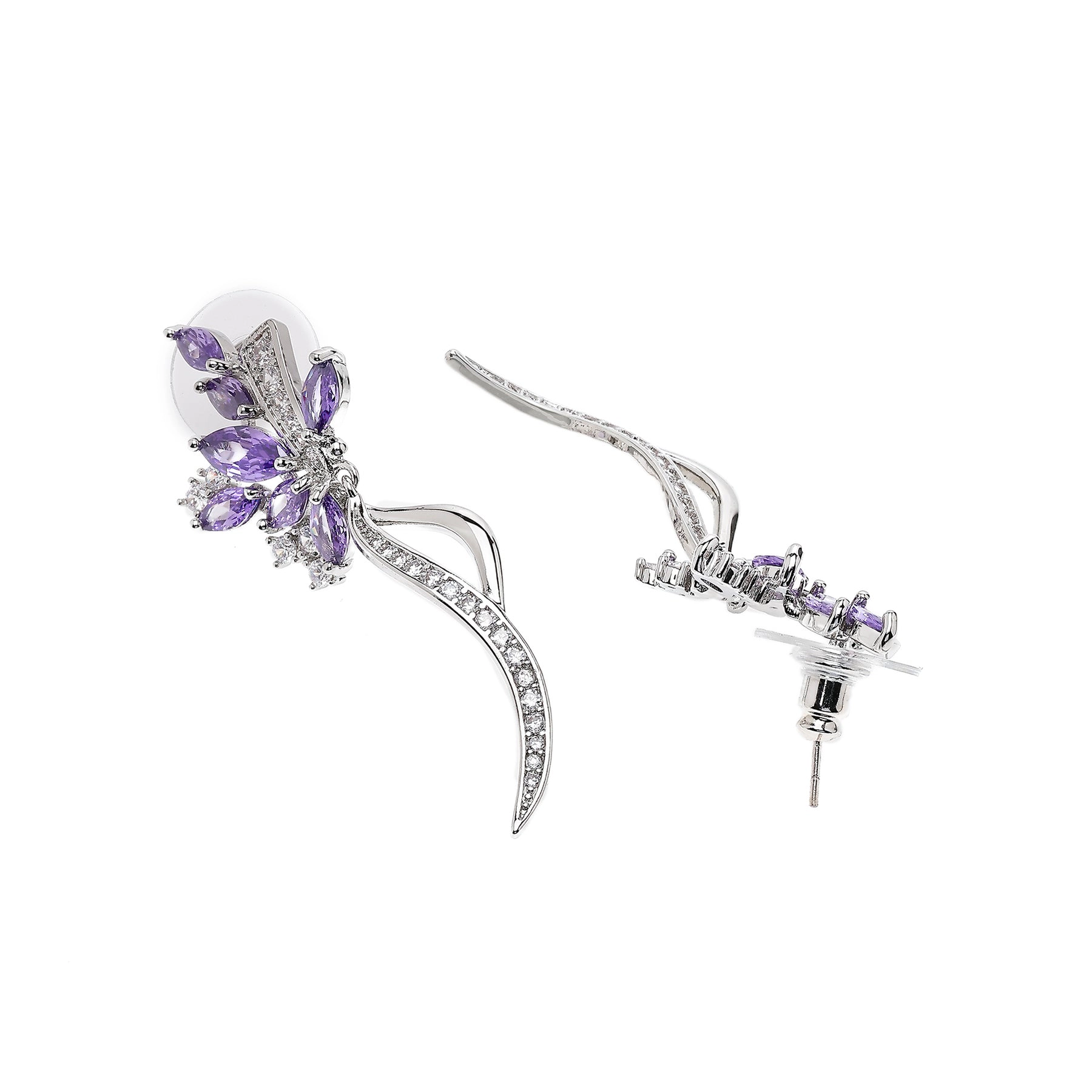AGP PARIS Womens Floral Stem Drop Earrings