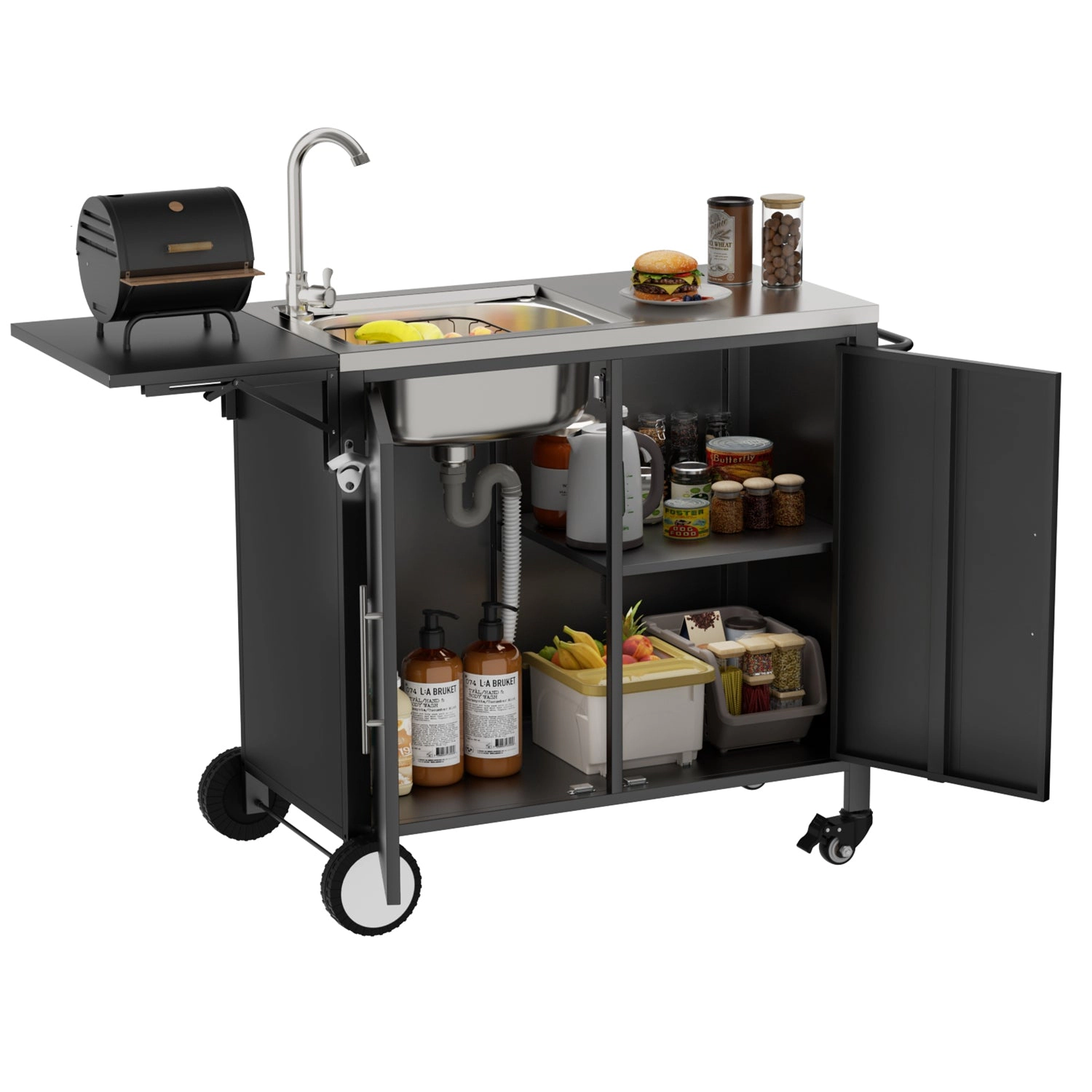 GBruno Stainless Steel Grill Cart With Sink