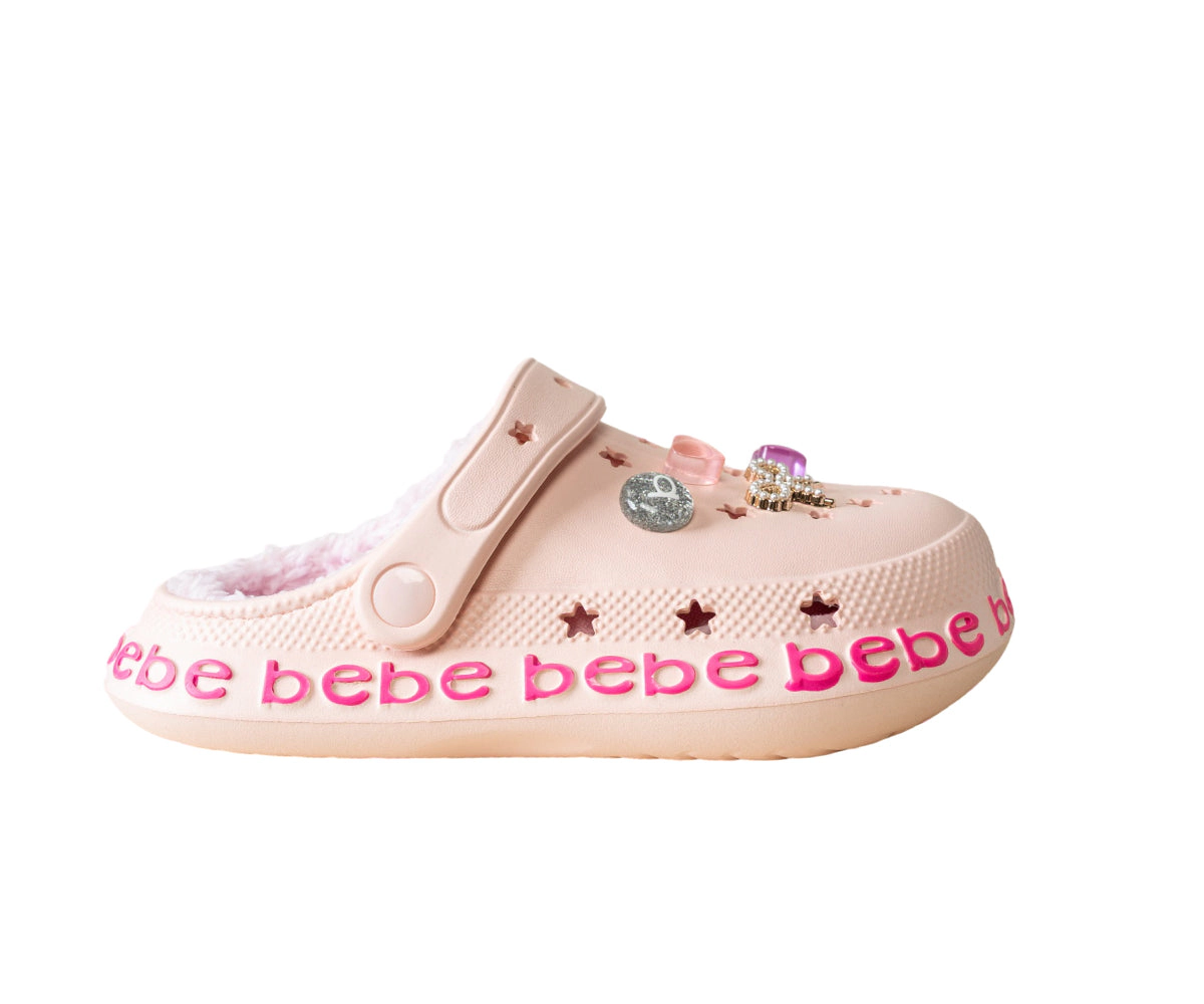 Bebe Girl's EVA Clog with Charms Sherpa Lining