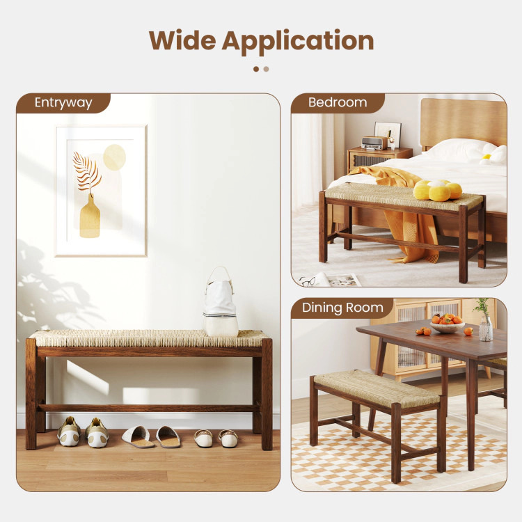 Hivvago 40 Inch Long Wood Bench with Solid Rubber Wood Frame-Walnut