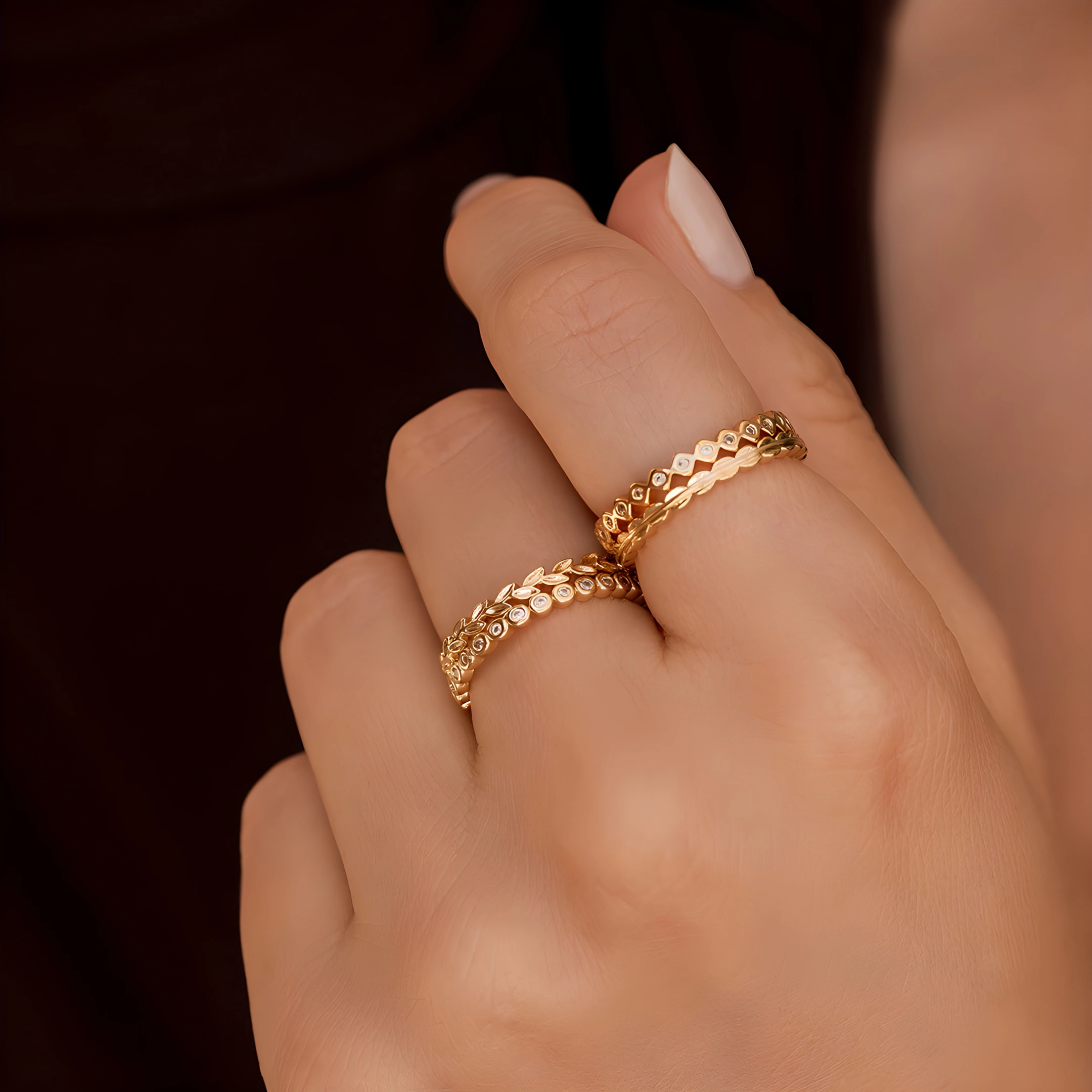 Mint & Lily Women's Dainty Mini Ring Set