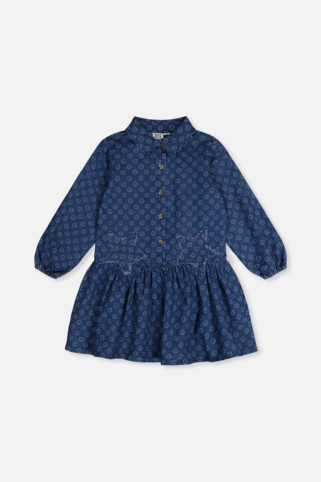 Deux par Deux Girls Smiley Print Shirt Dress