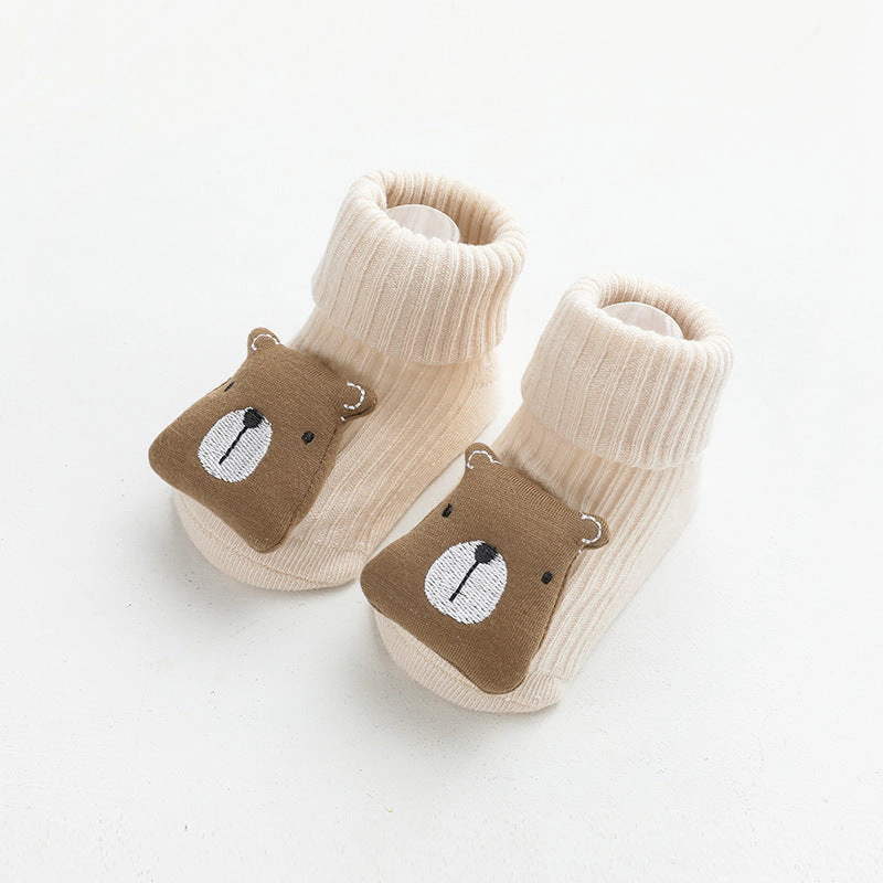 MyKids-USA Baby Cartoon 3D Doll Patched Pattern Non-Slip Floor Socks