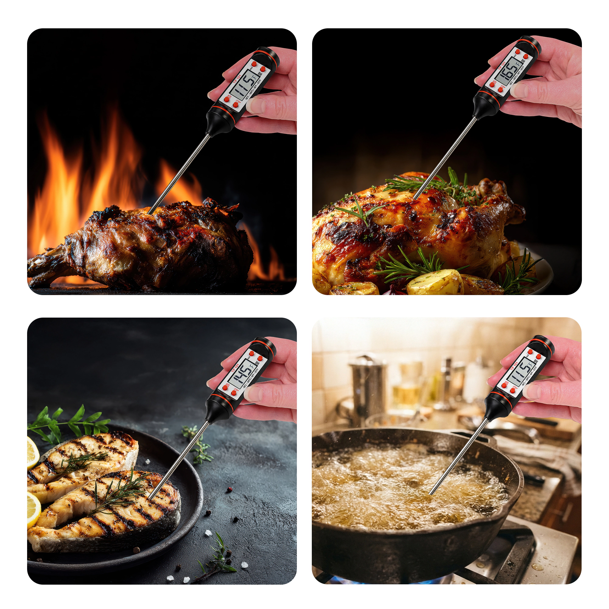 Cheer Collection Instant Read Digital Thermometer with Stainless Steel Probe