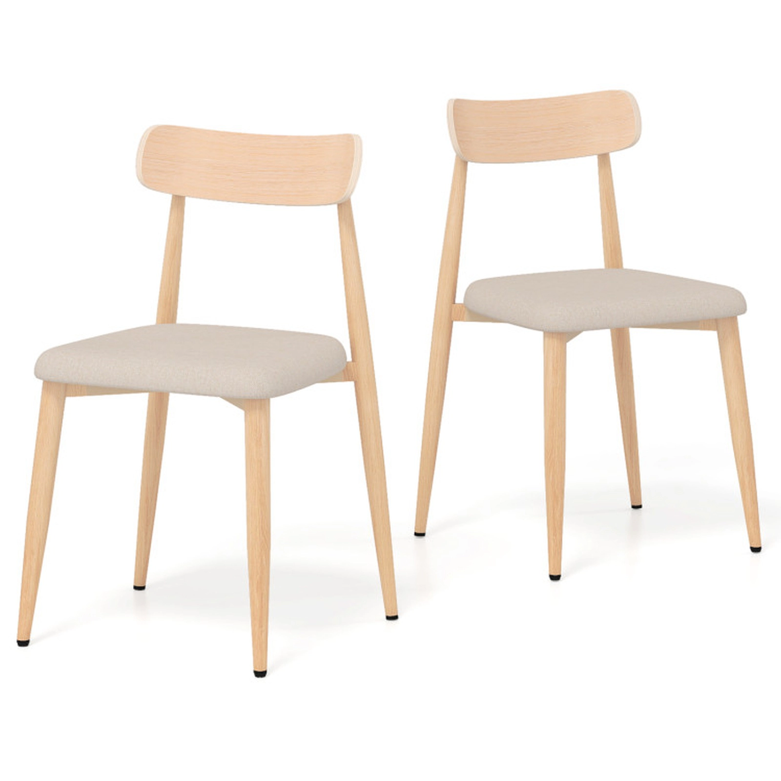 SUGIFT Set of 2 Oak Linen Upholstered Dining Chairs with Curved Back 19.5-in W 31-in H 340-lb Per Chair
