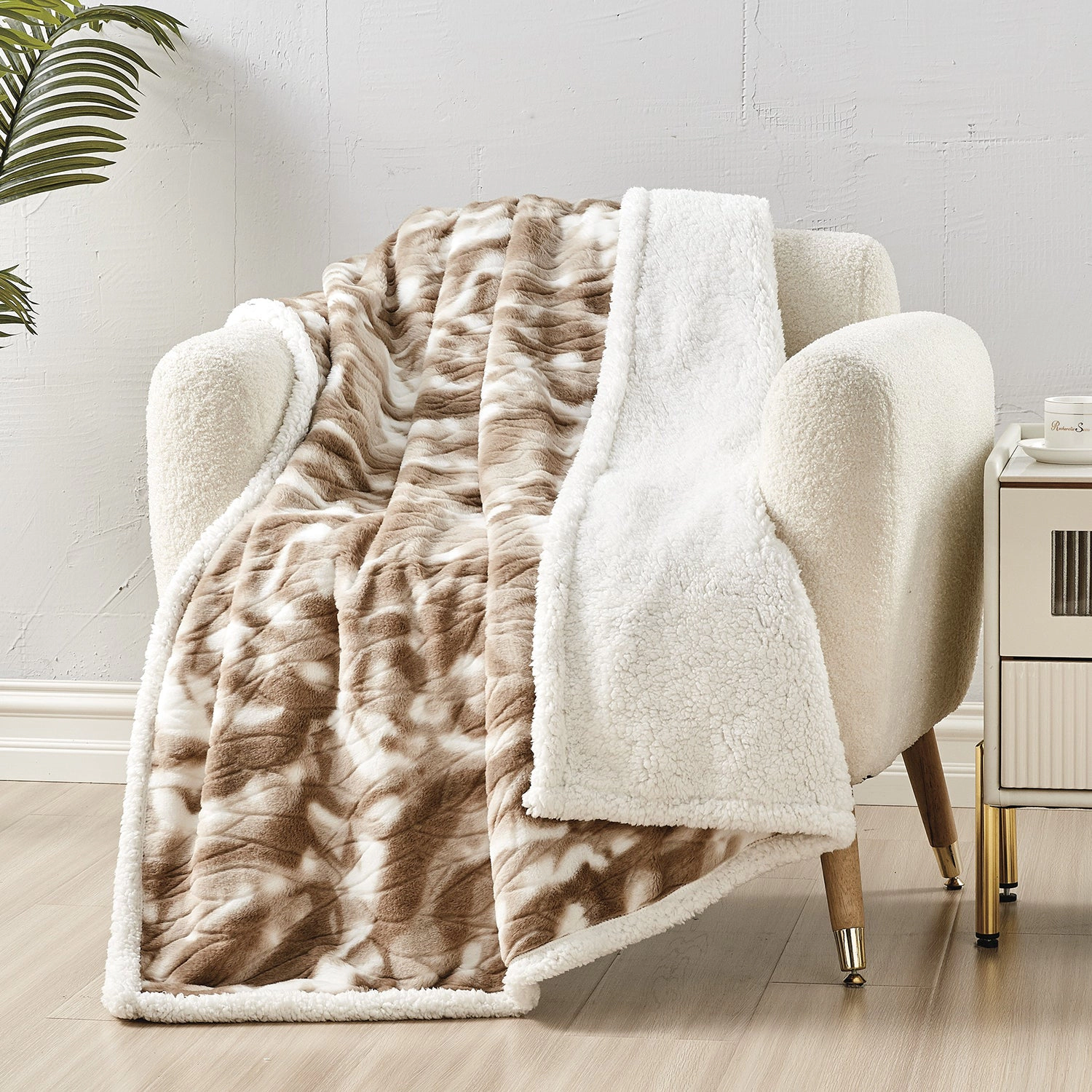 Plazatex Alaska Sherpa Decorative Super Soft Throw Blanket for Sleep/Decor 50" X 60" Taupe