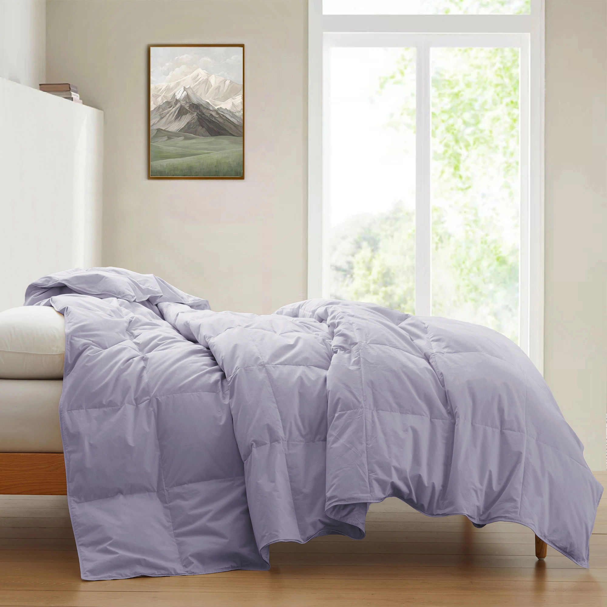 Unikome 300 TC Lightweight 100% Organic Cotton Goose Down Feather Fiber Comforter