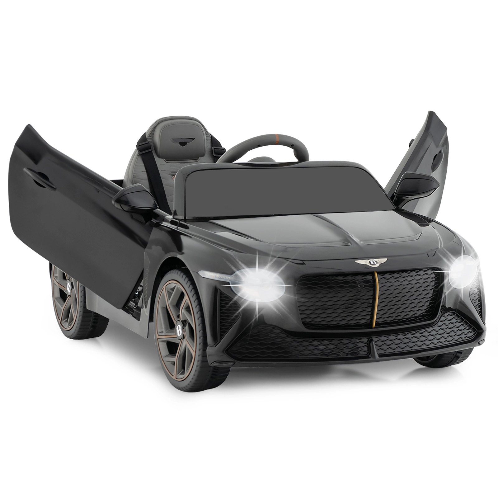 Glintex 12V Kids Ride-On Sports Car with Dual Motors and Gas-Rod Doors