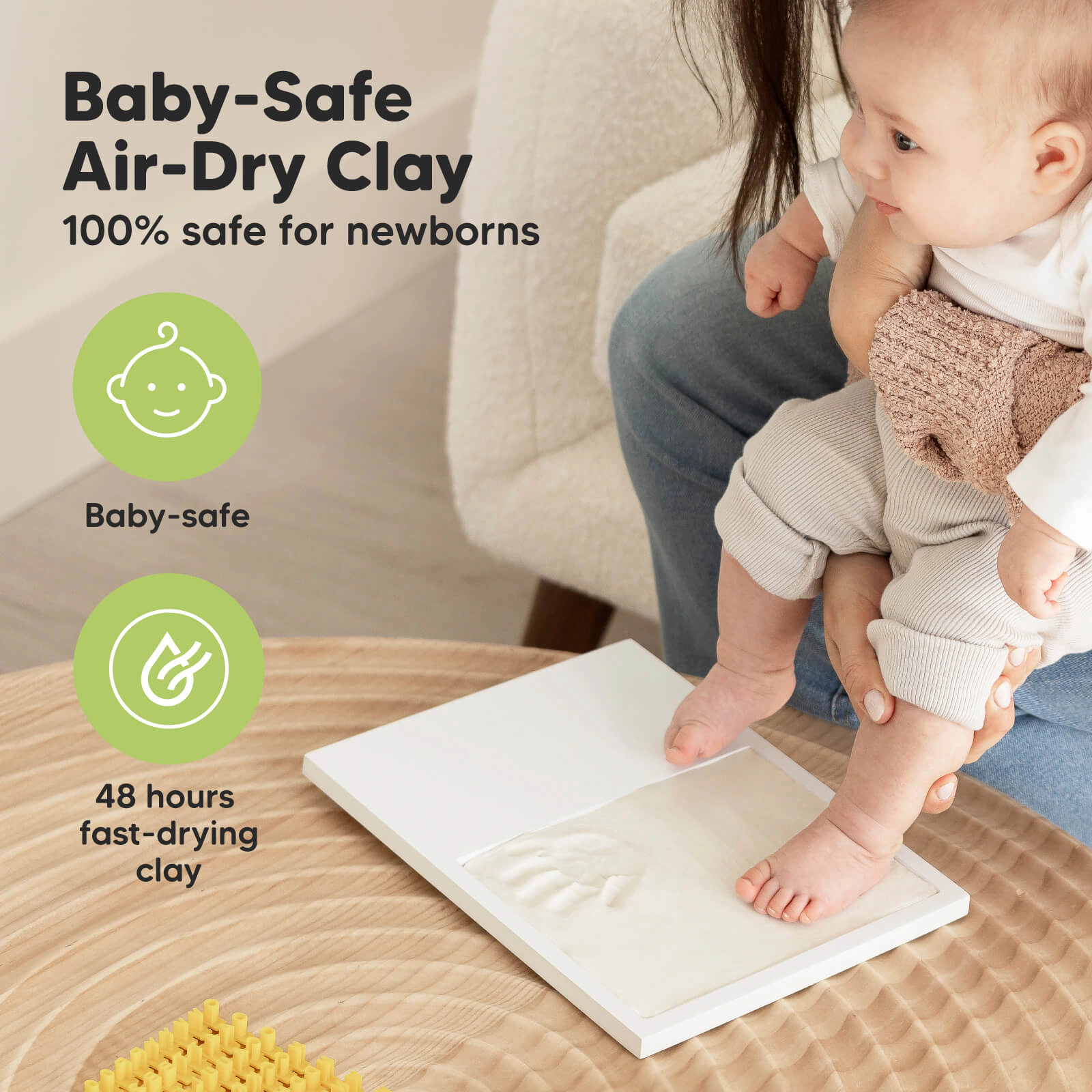 KeaBabies Baby Handprint & Footprint Solo Frame Keepsake