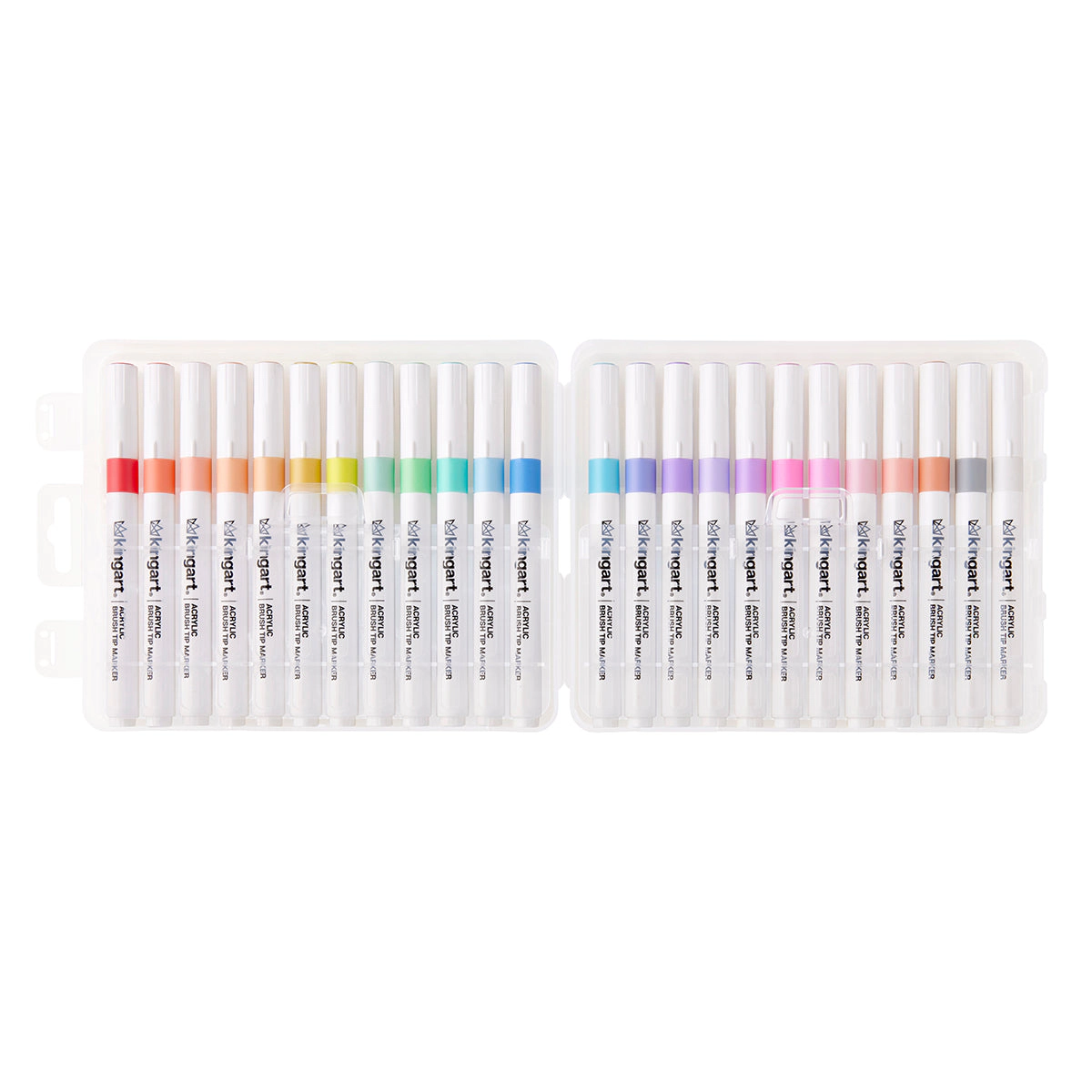 KINGART Pastel Acrylic Brush Tip Markers - Set of 24