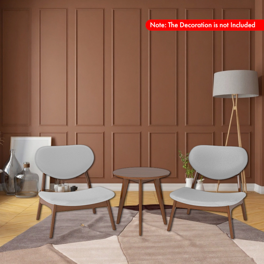 Hivvago Set of 2 Modern Accent Chairs with Matching Side Table and Solid Wood Frame
