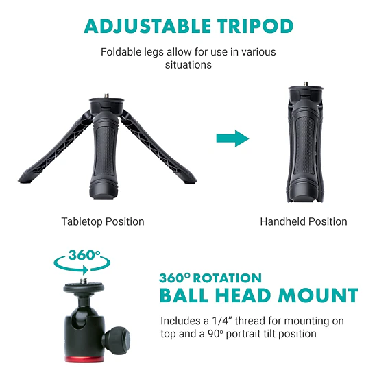 Movo USB-C Vlogging Kit for iPhone 15 with Fullsize Tripod - USB Type-C Compatible Vlog Kit- Accessories: Tripods