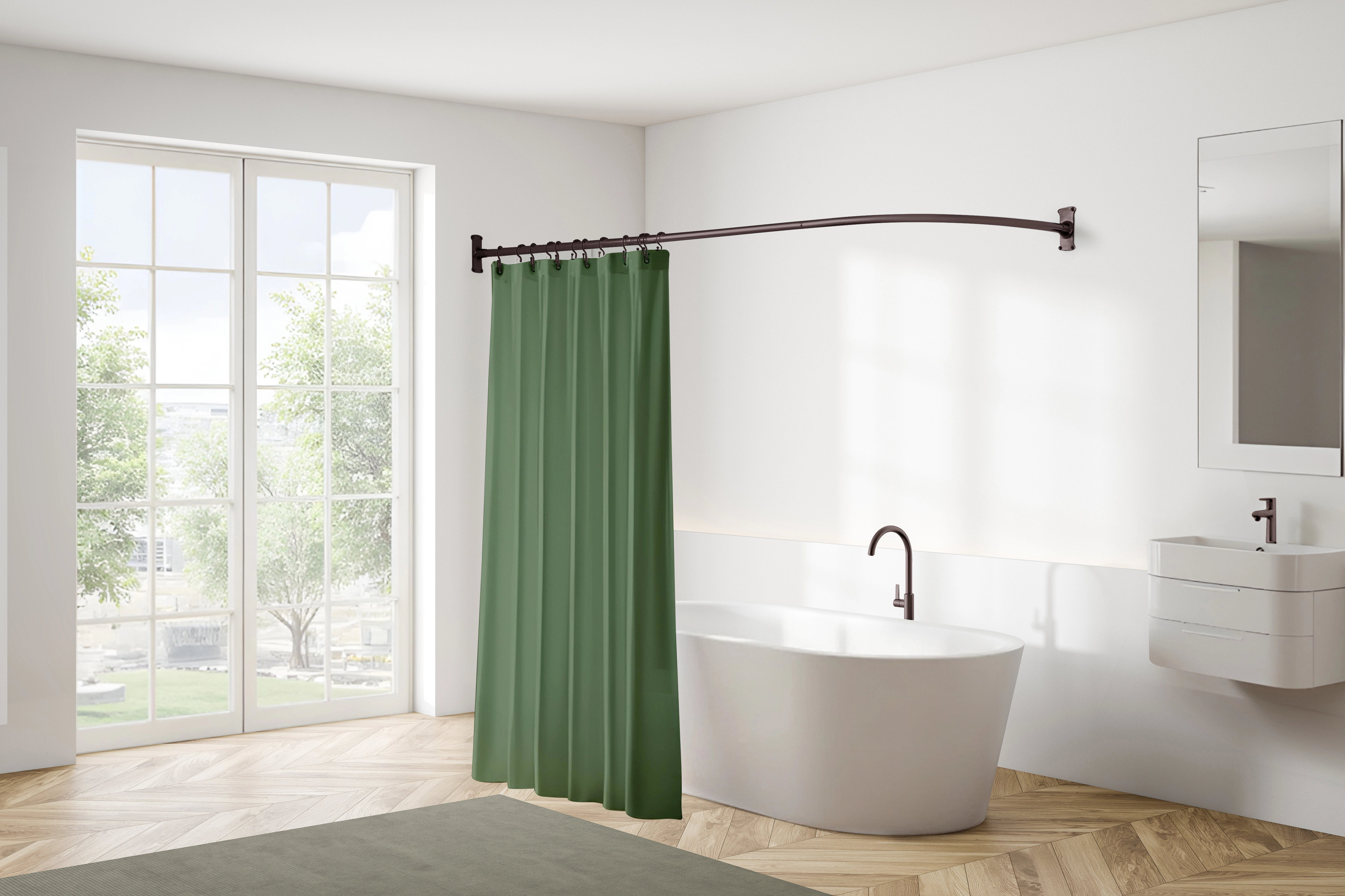 Utopia Alley 28-68" L-Shaped Corner Shower Rod, Non-Adjustable Rust-Proof Large Space Shower Rod, Need Drilling