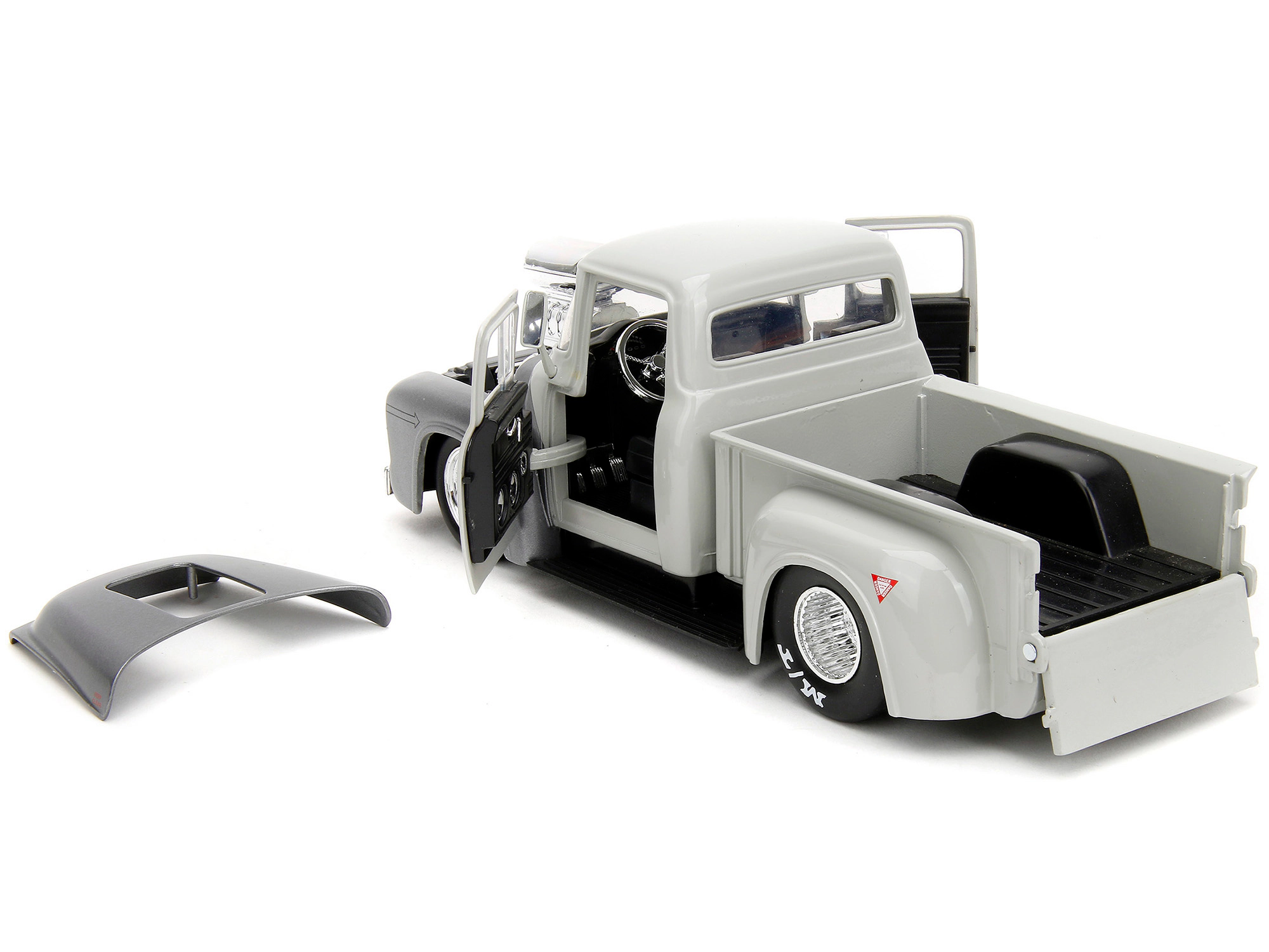 Jada 1956 Ford F-100 Pickup Truck Tan and Gray Metallic and Guile Diecast Figure "Street Fighter" Video Game