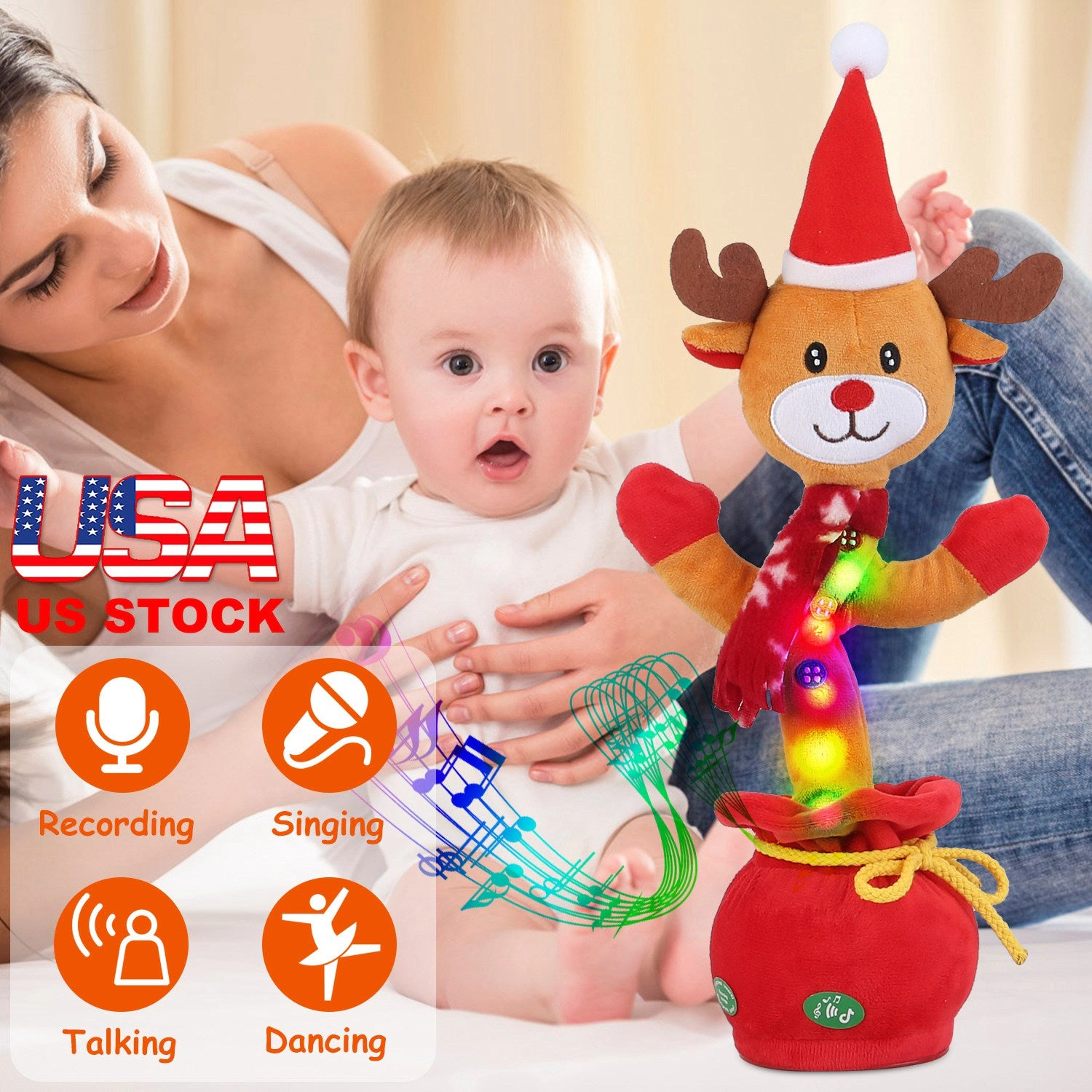 GBruno Interactive Dancing Christmas Plush Toy