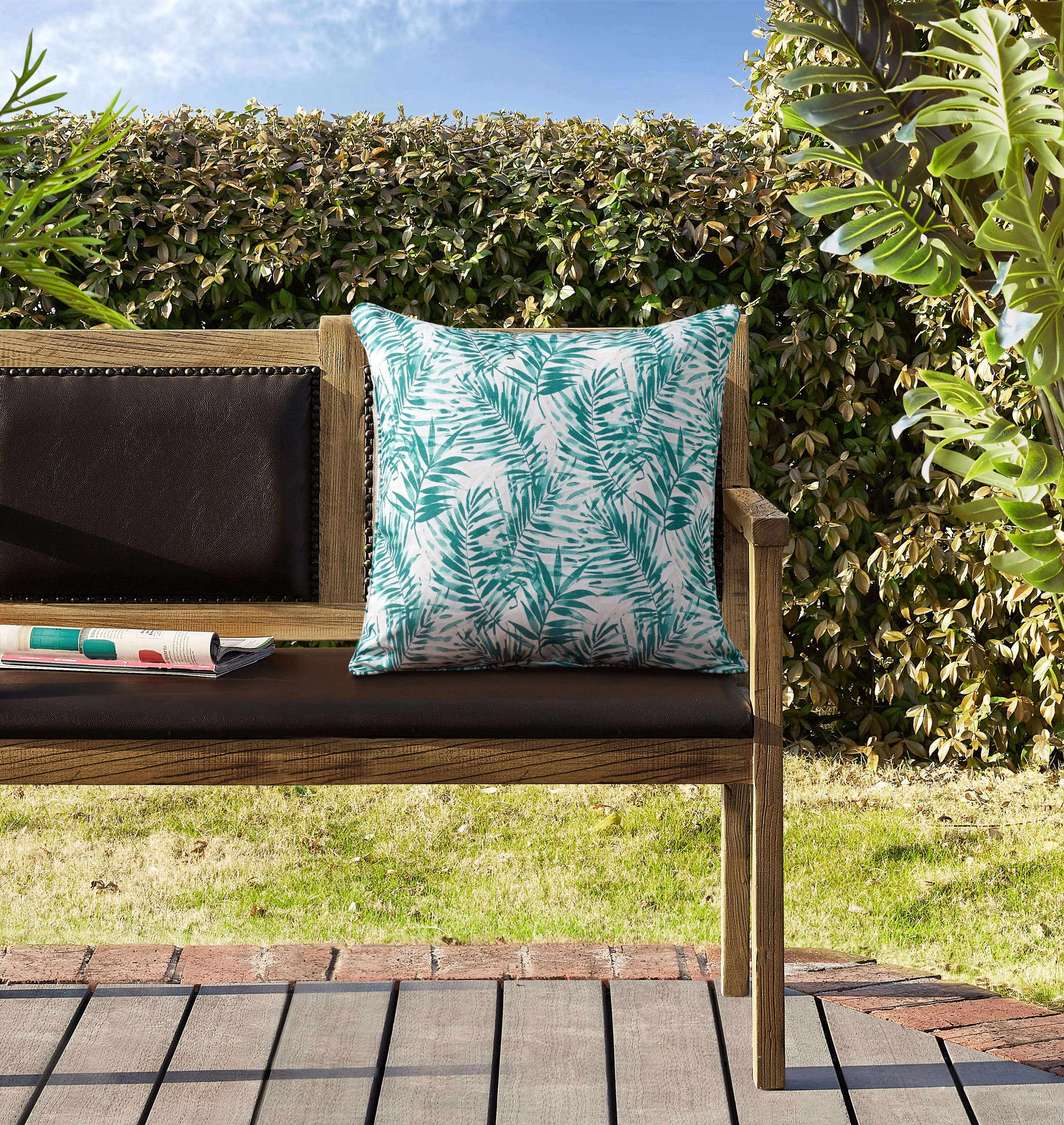 Kate Aurora 2 Piece Tropical Palm Indoor/Outdoor Oversized & Overfilled Zippered Throw Pillow - 20" x 20"