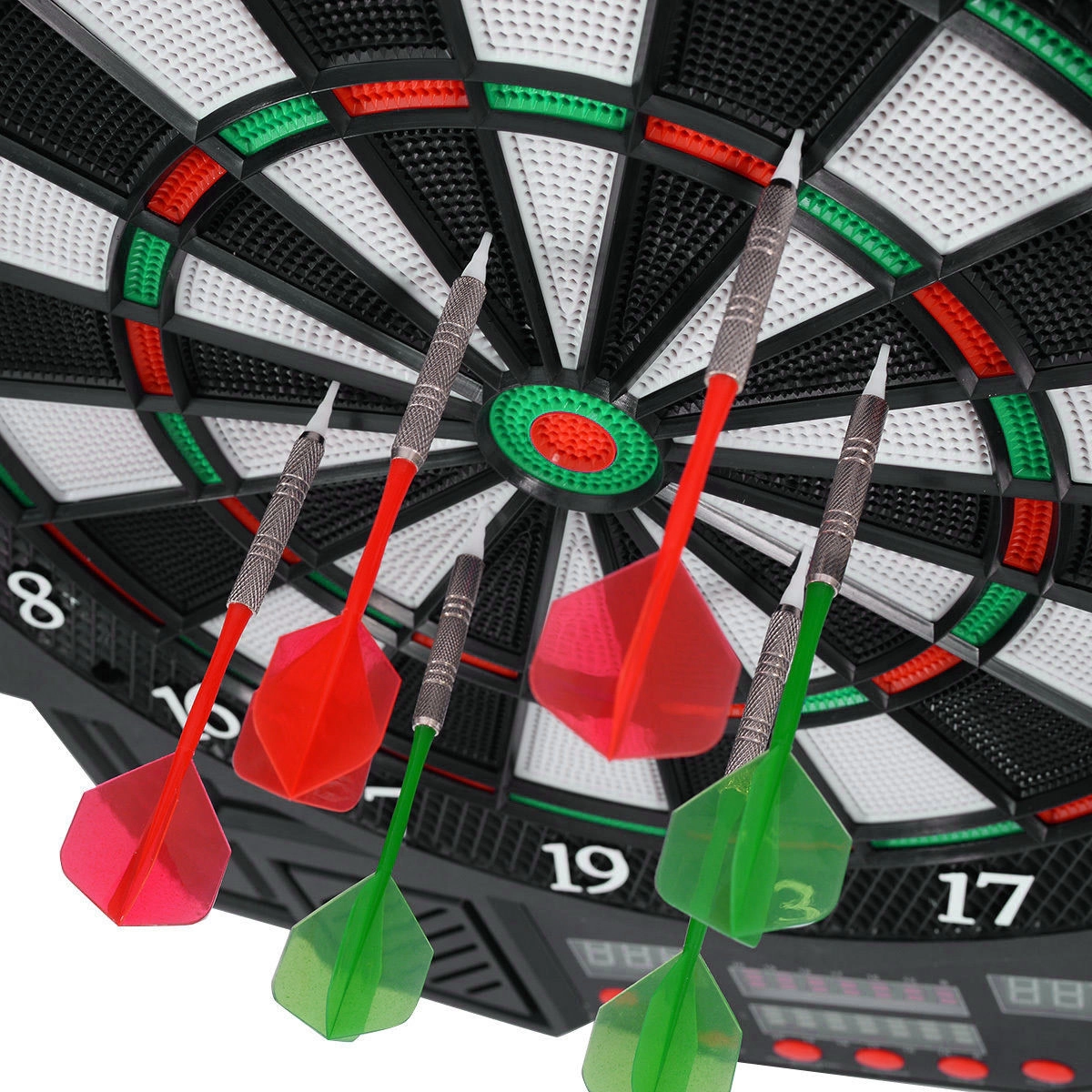 SUGIFT Electronic Dartboard Set LCD Display 13.5-in Target 27 Games 216 Variations 1-8 Players 12 Soft Tip Darts Black