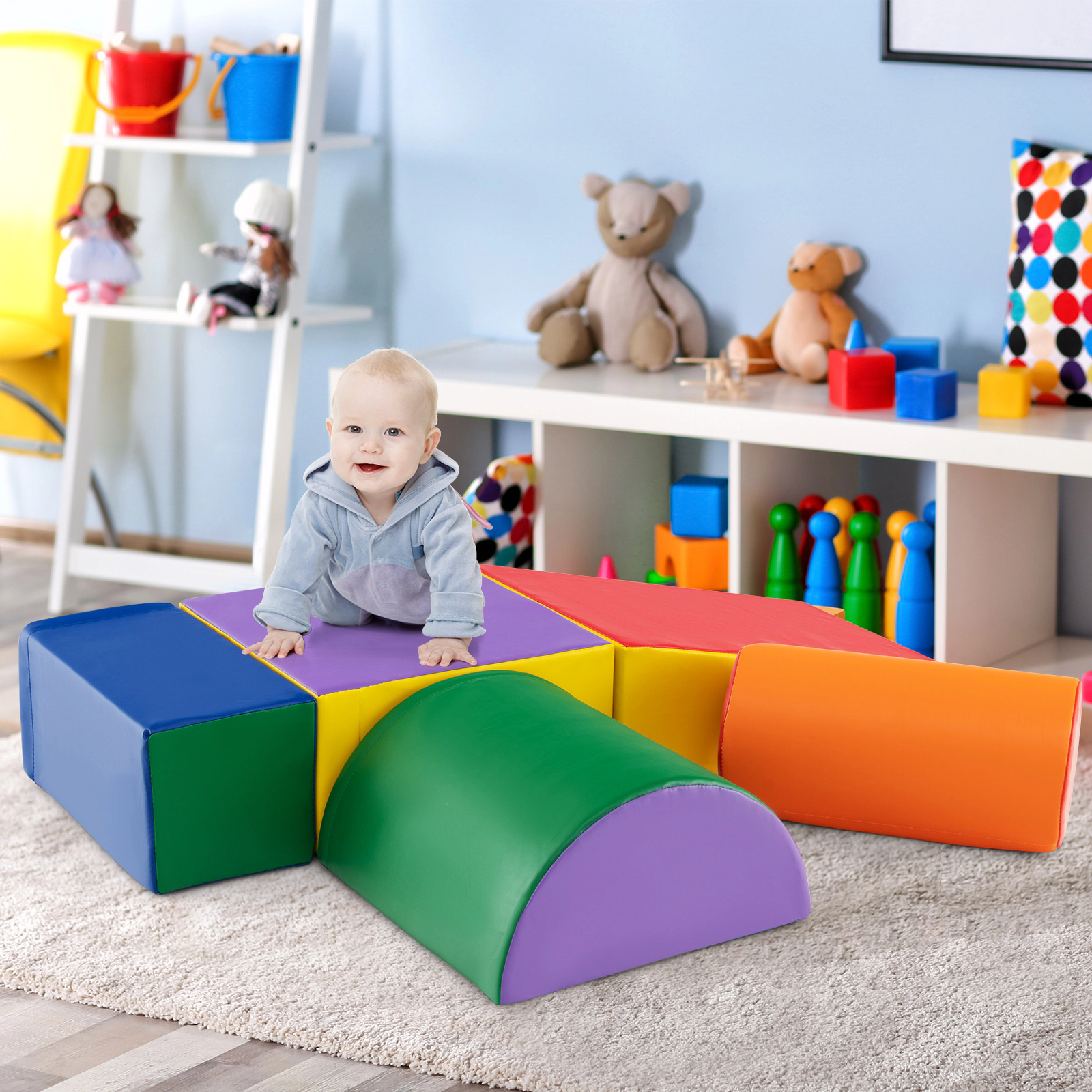 LJG 5-Piece Kids Climb and Crawl Activity Playset
