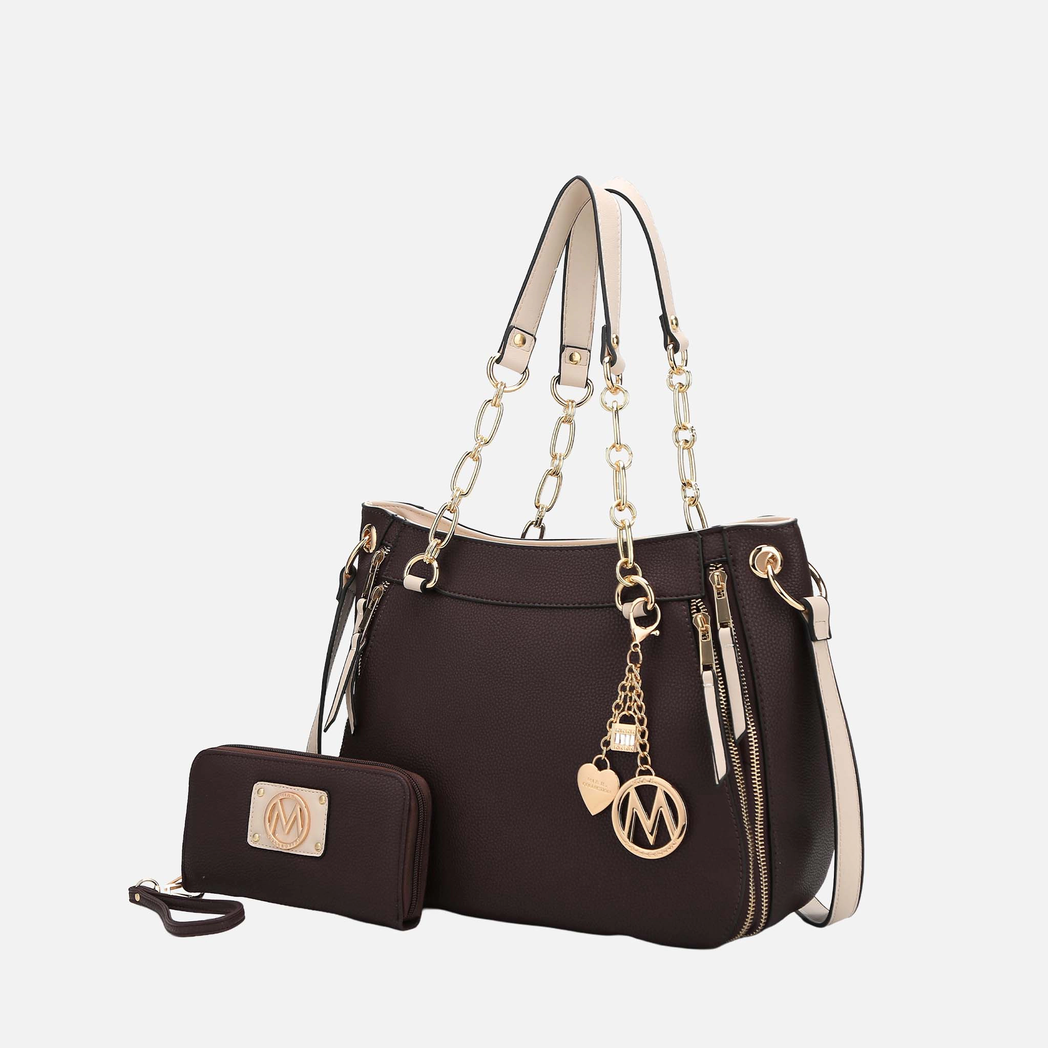 MKF Collection by Mia K Lina Tote Bag and Wallet Set, Solid Vegan Leather