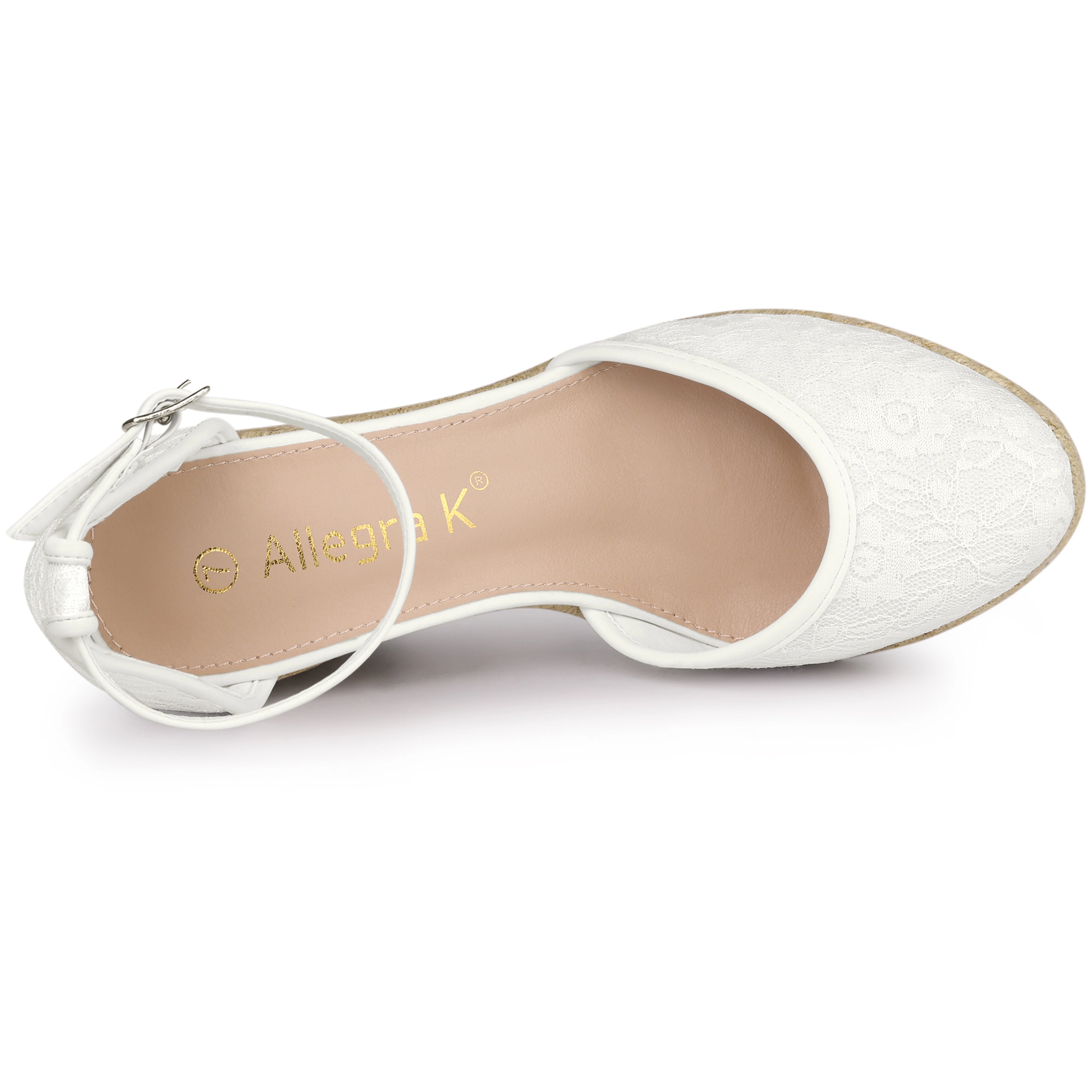 BLISSFUL STEP Women's Closed Toe Lace Espadrille Platform Wedge Heels Sandals