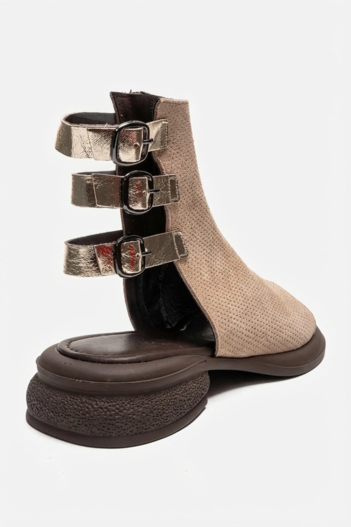 Forever & Always Womens Carina Leather Side Zip Sandal