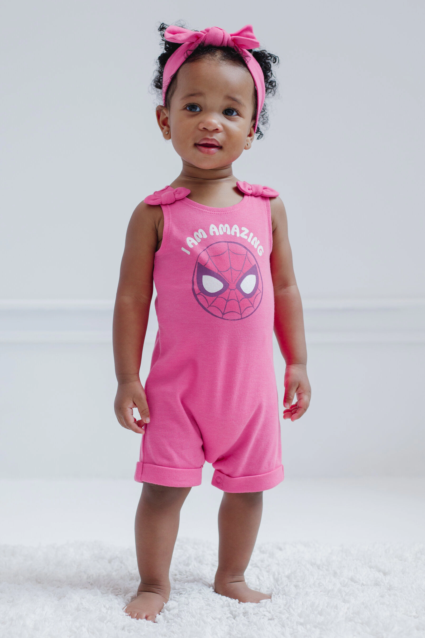 Marvel Spider-Man Girls' One Piece Romper and Headband Set