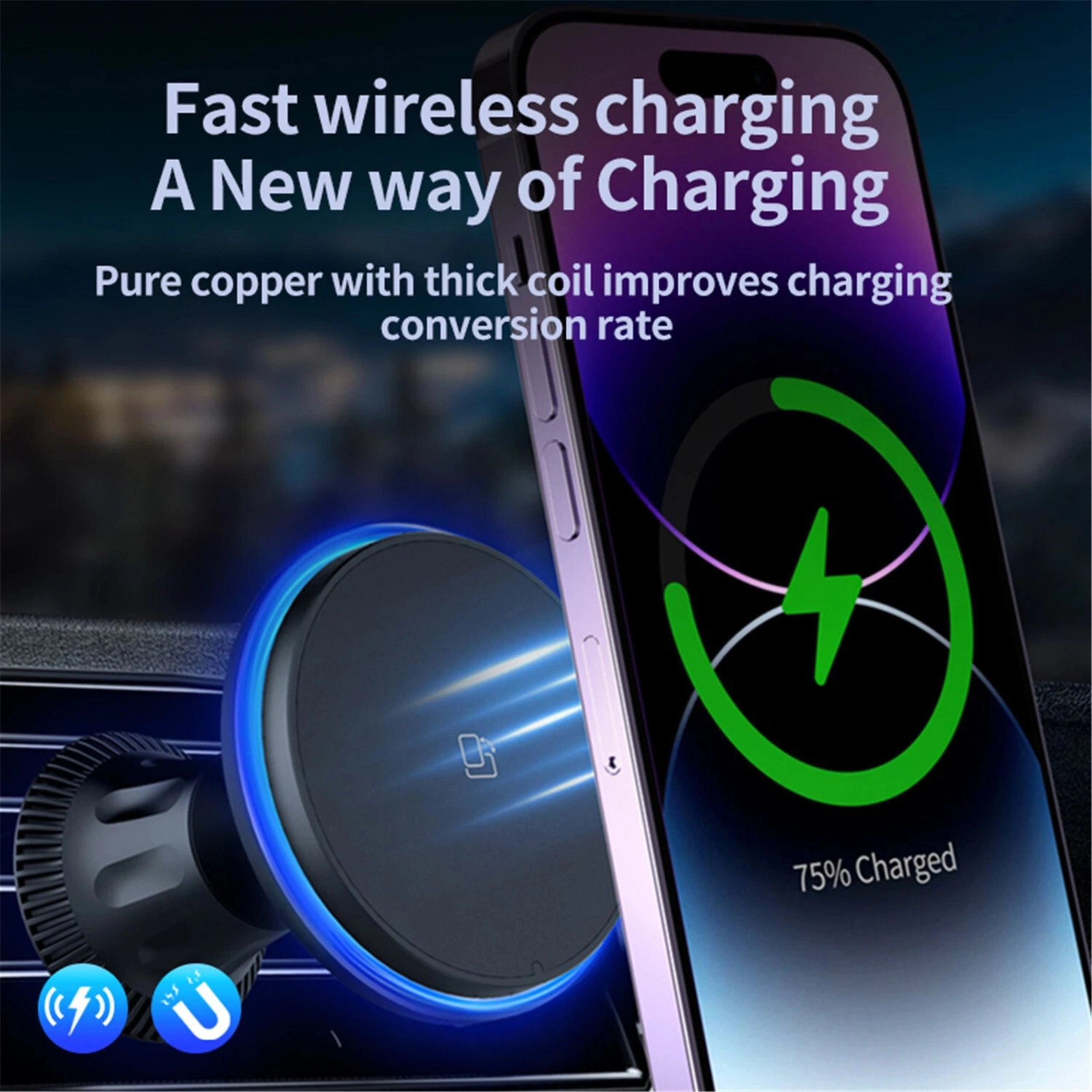 Home Collection 15W Magnetic Wireless Car Vent Charger Phone Mount