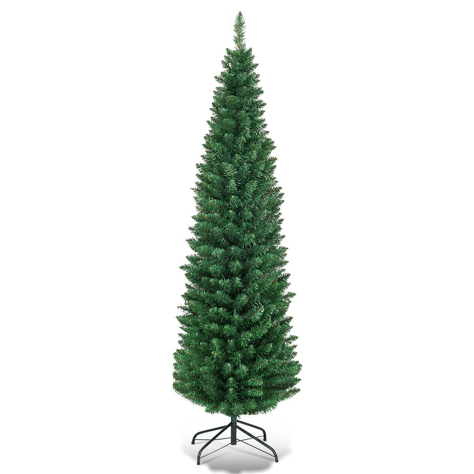 SUGIFT 5-ft Green Slim Pencil Artificial Christmas Tree with 220 PVC Branch Tips and Iron Base for Small Spaces