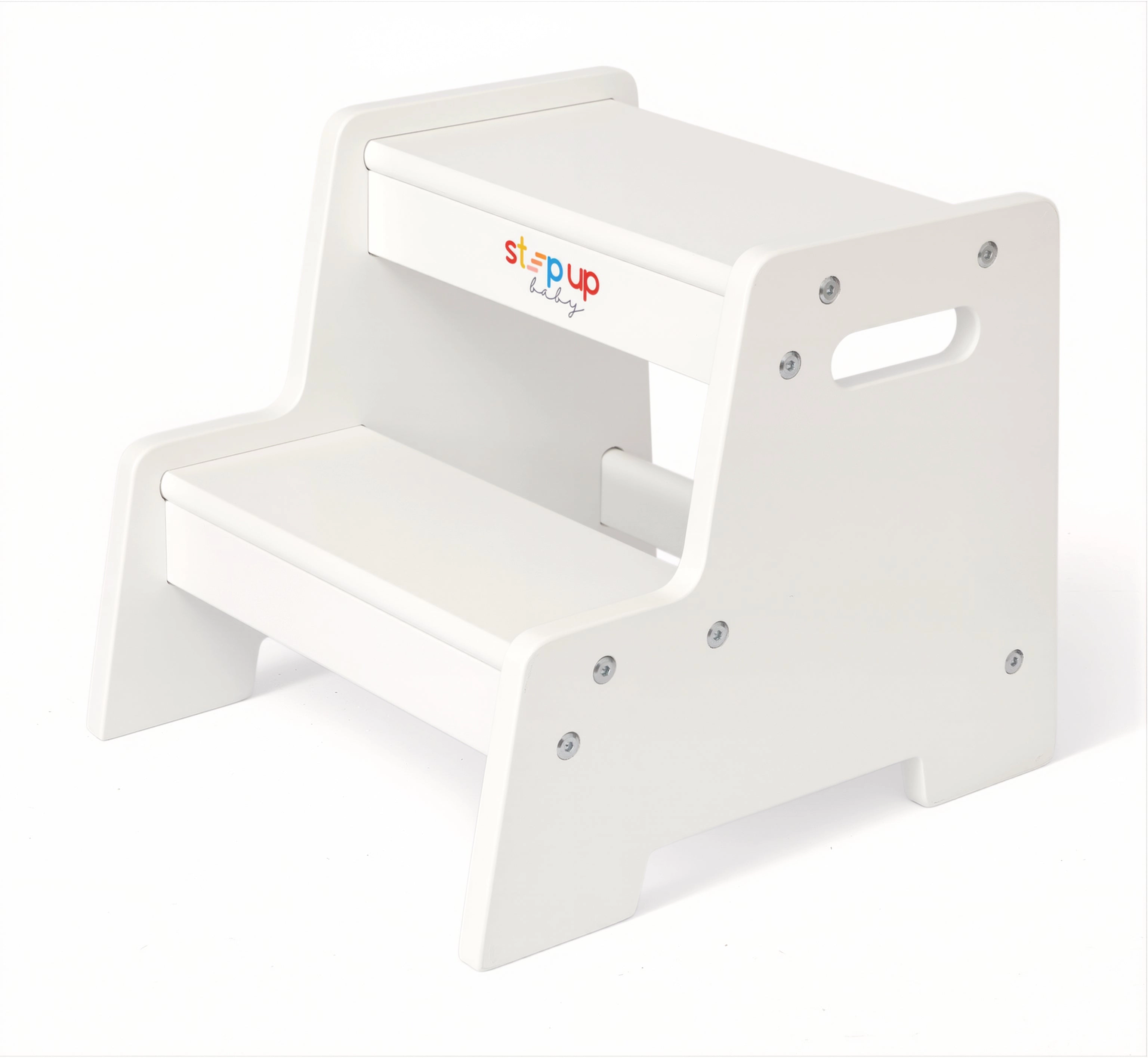 Stepup Baby® Wooden 2-Step Stool - White for Toddlers from Age 3+ | Toddler Stool Helps Children Reach Sinks