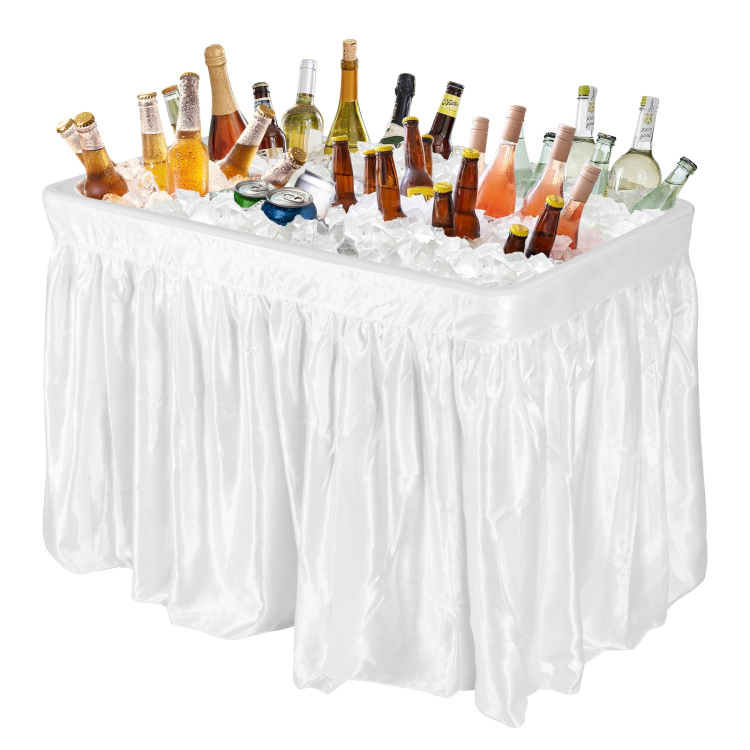 SUGIFT 4-Ft White Party Ice Folding Table with Ice Bucket 48-in W 24-in D 32.5-in H 440-lb Tabletop Capacity