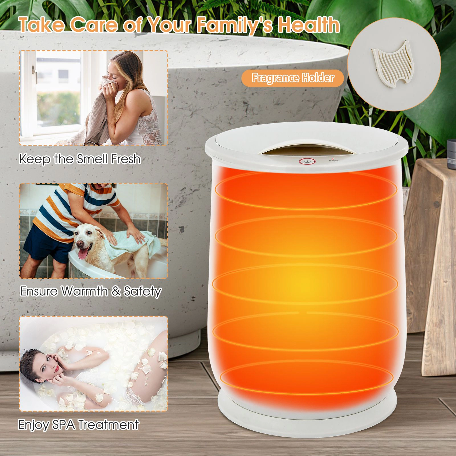 SlickBlue 21L Portable Towel Warmer with Flip-Top Lid and Fragrance Holder