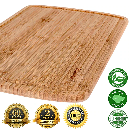 Extra Large Wood Cutting Board - Butcher Block with Juice Groove, Serving Tray - Wooden Chopping Board for Kitchen