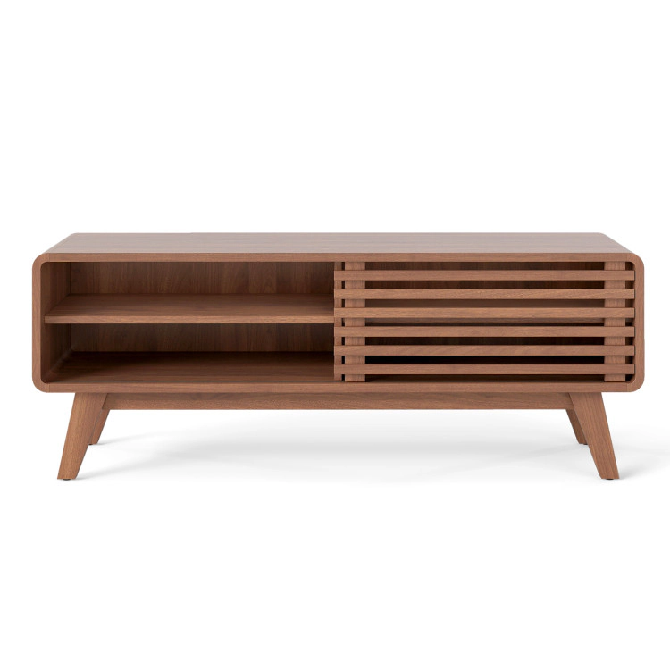 Hivvago Tv Stand For Tvs Up To 55" With Sliding Door And Adjustable Shelves For Living Room