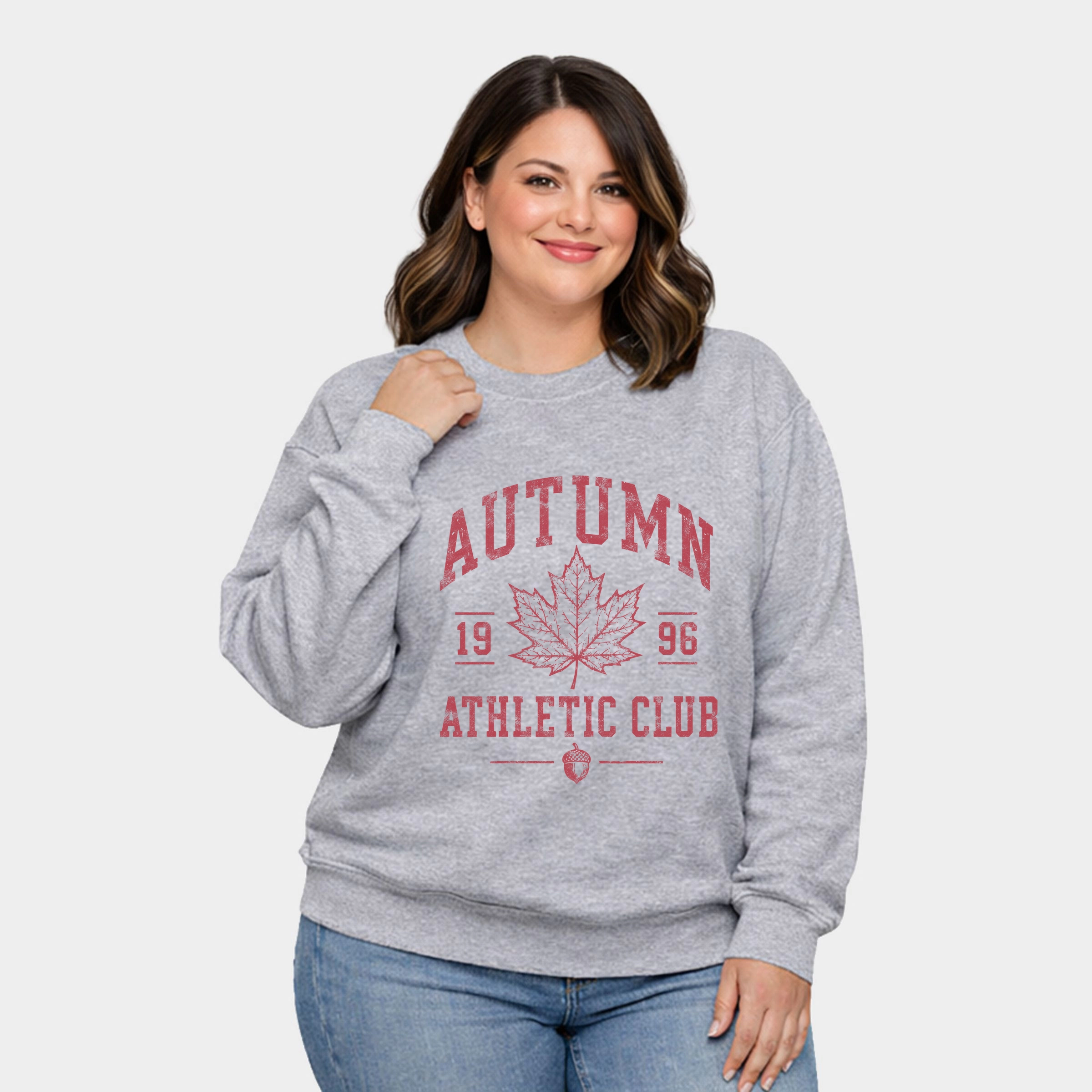 Simply Sage Market - Women's Plus Sweatshirt Autumn Athletic Club Leaf