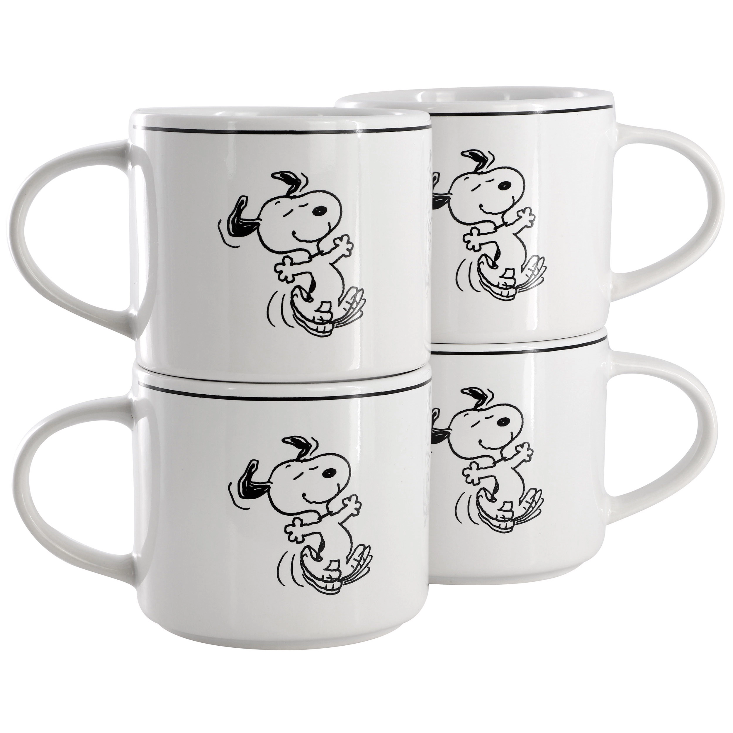 Peanuts Best Day Ever 4 Piece 16 Ounce Stoneware Mug Set in White