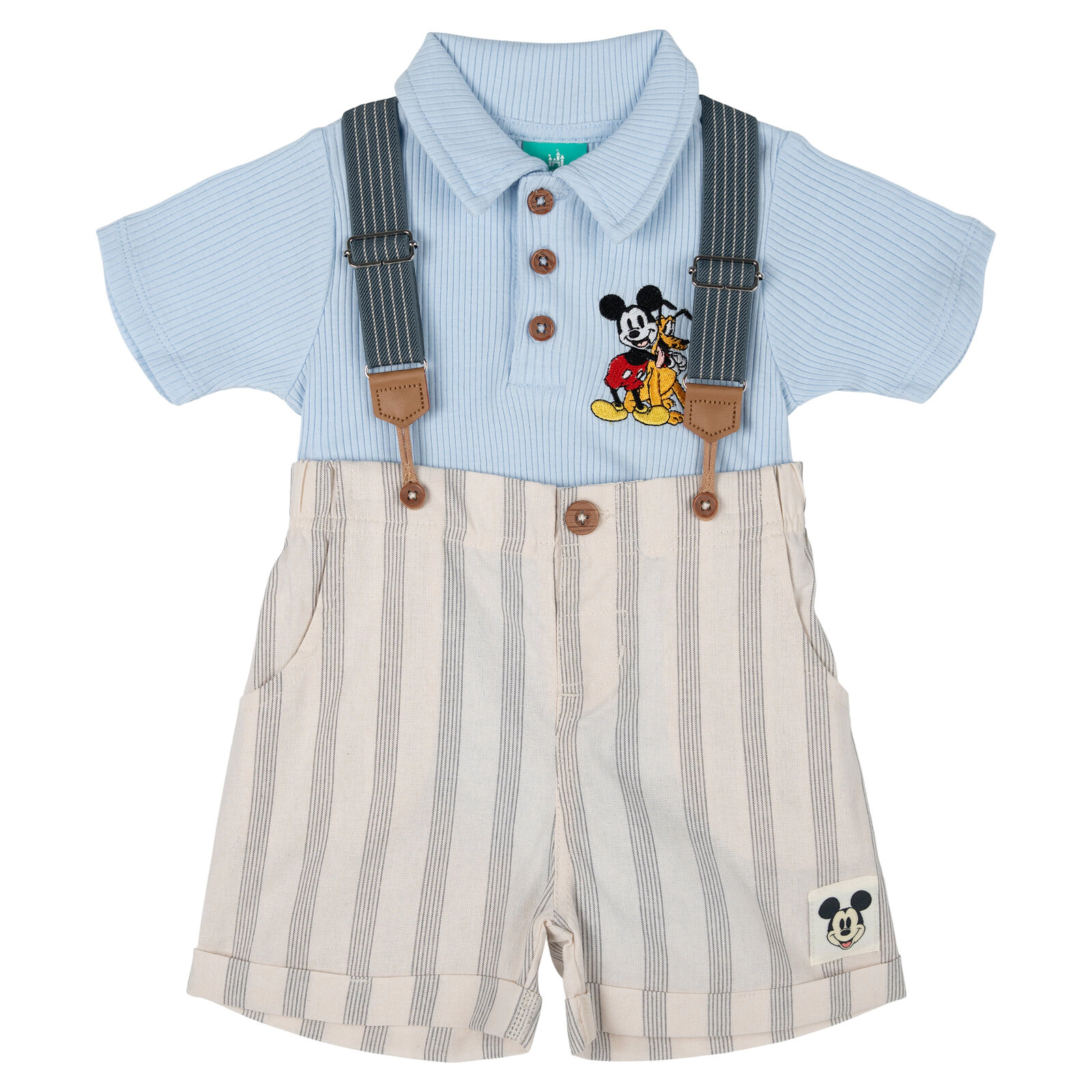 Disney Mickey Mouse Baby Boys' 2-Piece Polo Bodysuit and Shorts Set