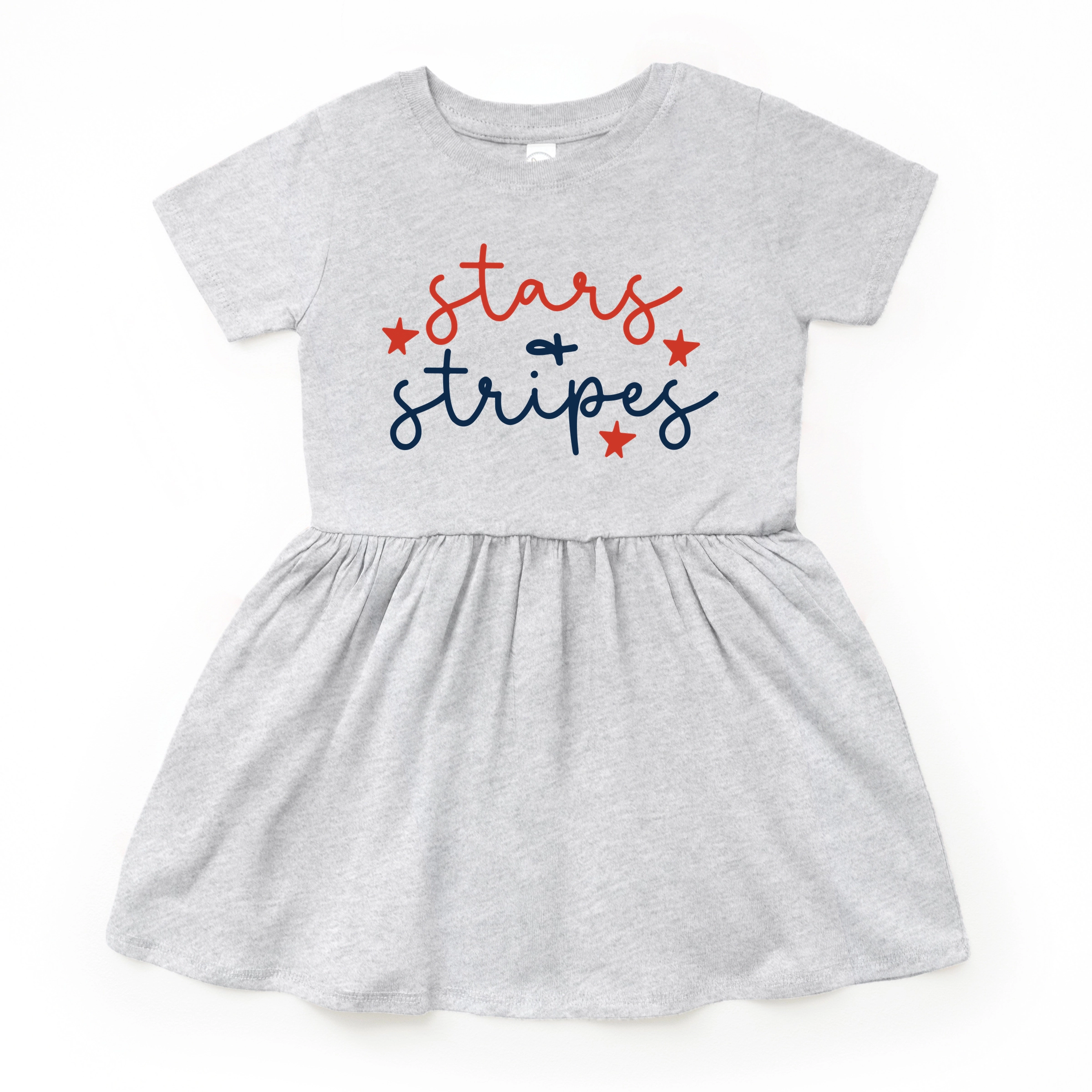 The Juniper Shop - Patriotic Stars And Stripes Cursive Toddler Graphic Dress