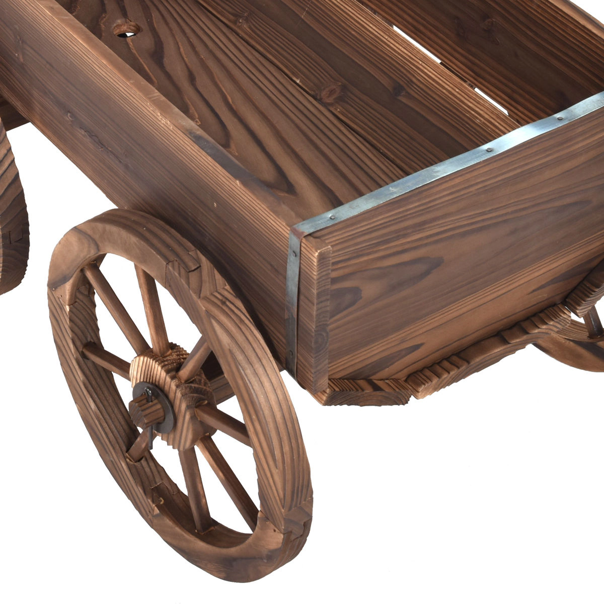 Slickblue Wooden Wagon Planter Box with Wheels Decorative Flower Pot Stand