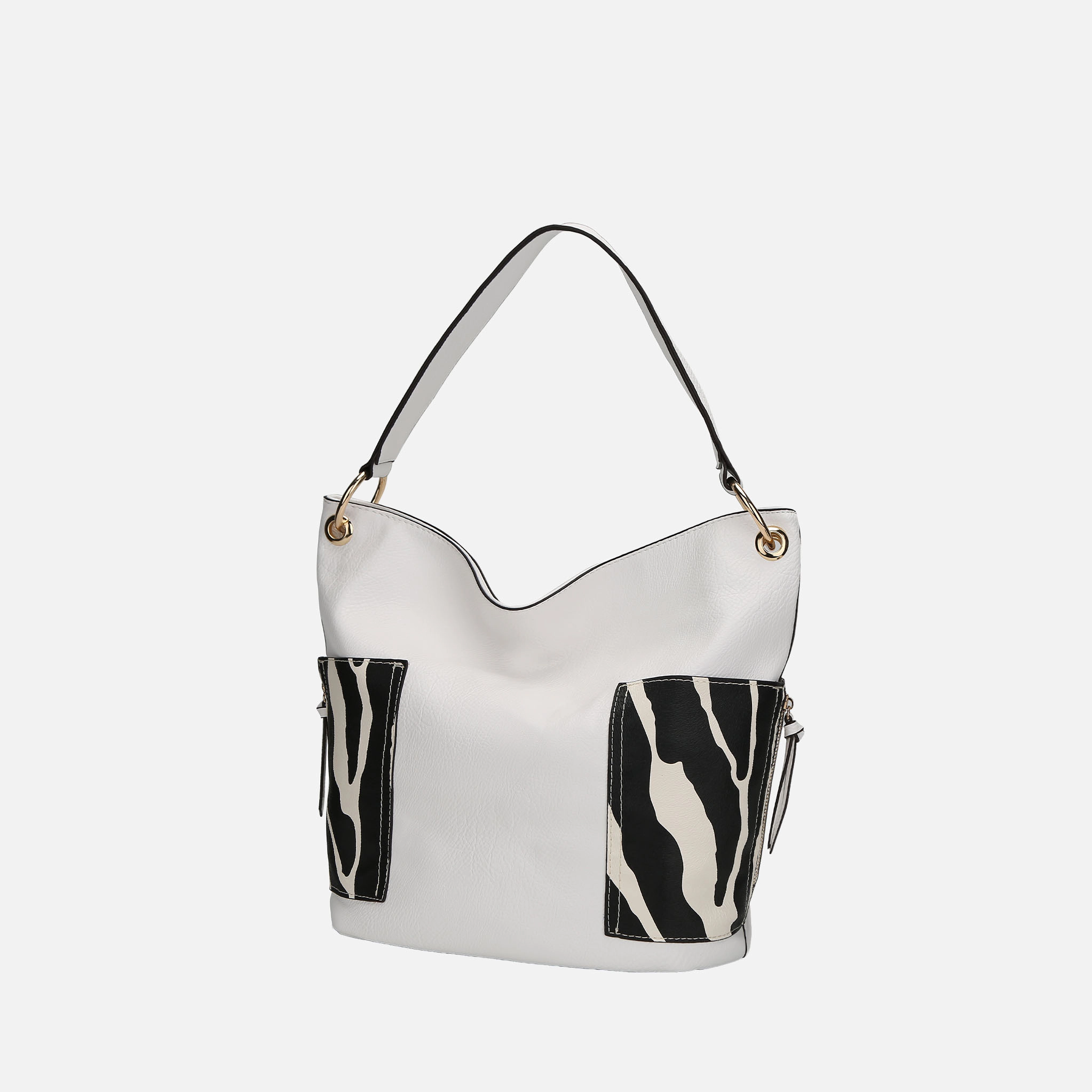 Mia K Collection Feni Vegan Leather Hobo Bag, White
