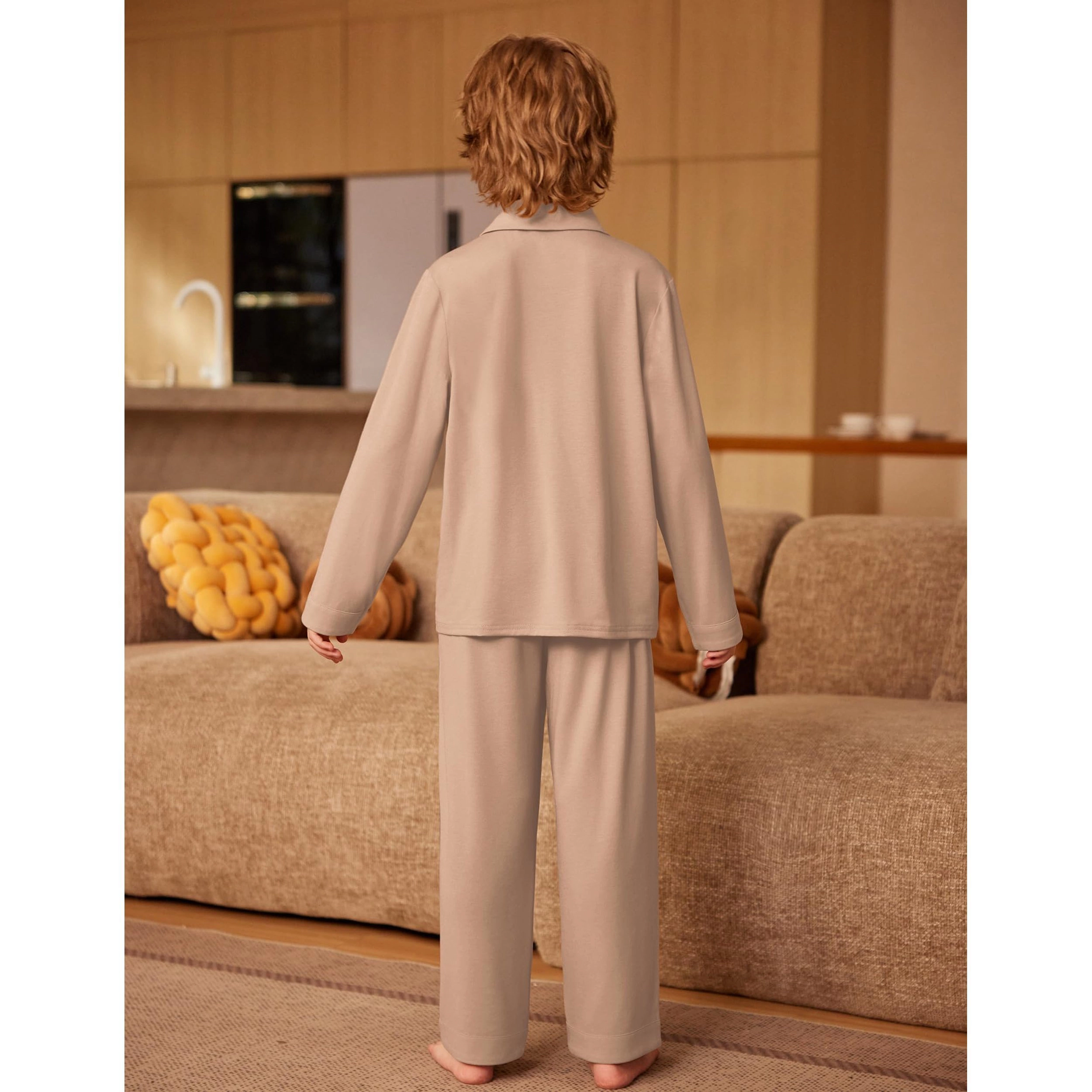 Arshiner Boys Pajamas Set Long Sleeve Buttondown Sleepwear Piece Pajamas Set For Boys